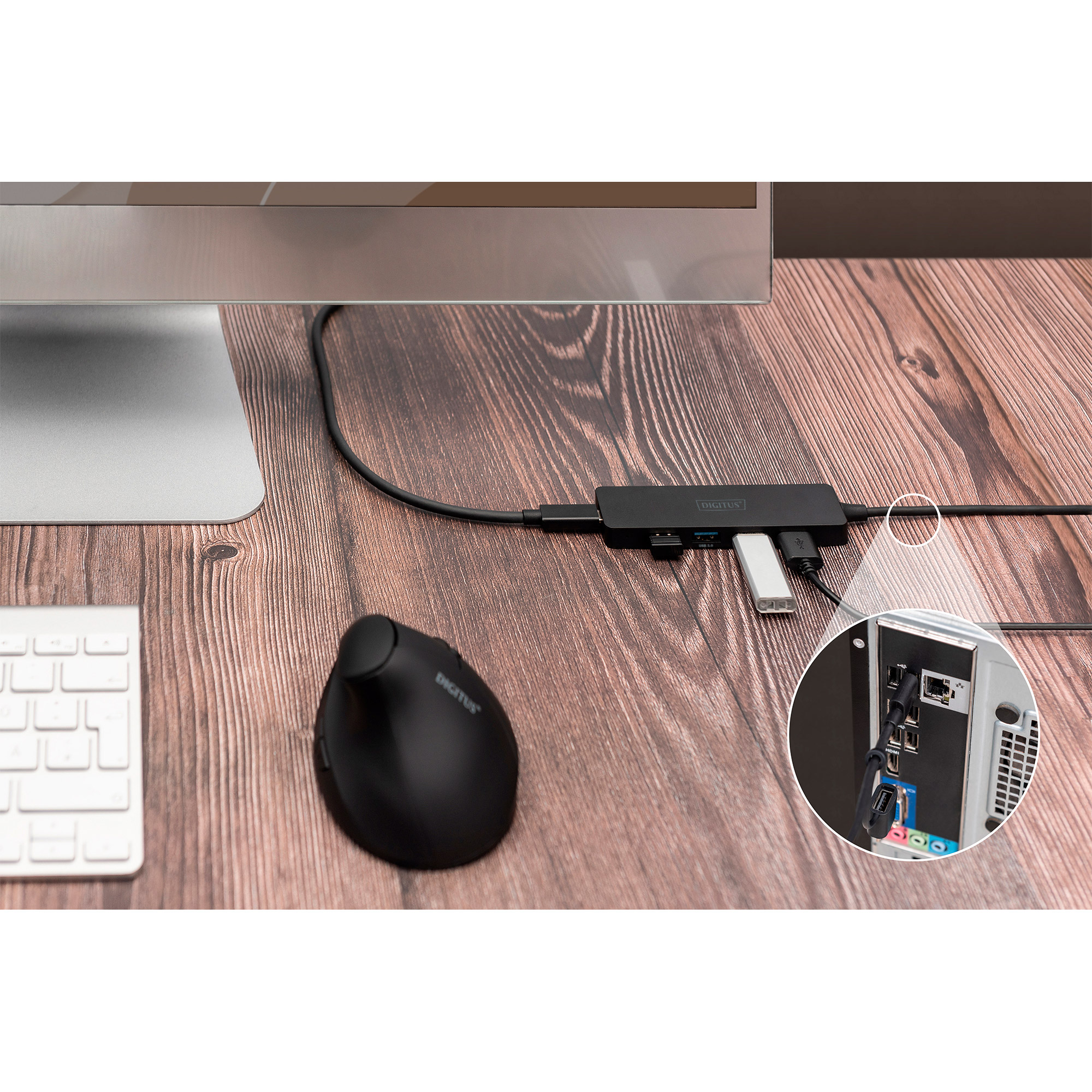 USB-хаб DIGITUS USB-A/C 4-port Hub Slim Line (DA-70236)