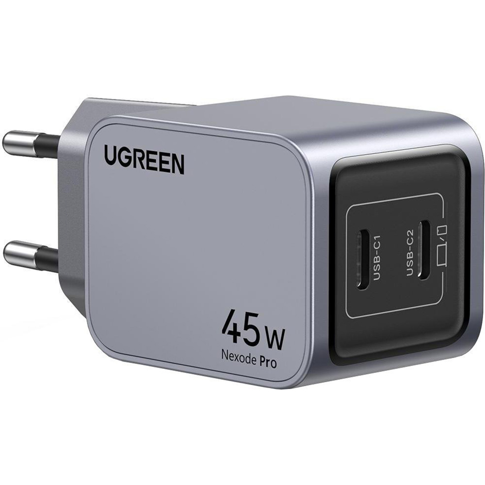 Зарядний пристрій UGREEN X707 Nexode Pro GaN 45W 2xUSB-C, QC3.0, PD3.0 Wall Charger Gray (35008)