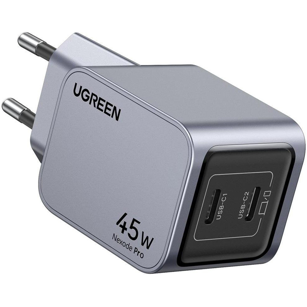 Зарядний пристрій UGREEN X707 Nexode Pro GaN 45W 2xUSB-C, QC3.0, PD3.0 Wall Charger Gray (35008)