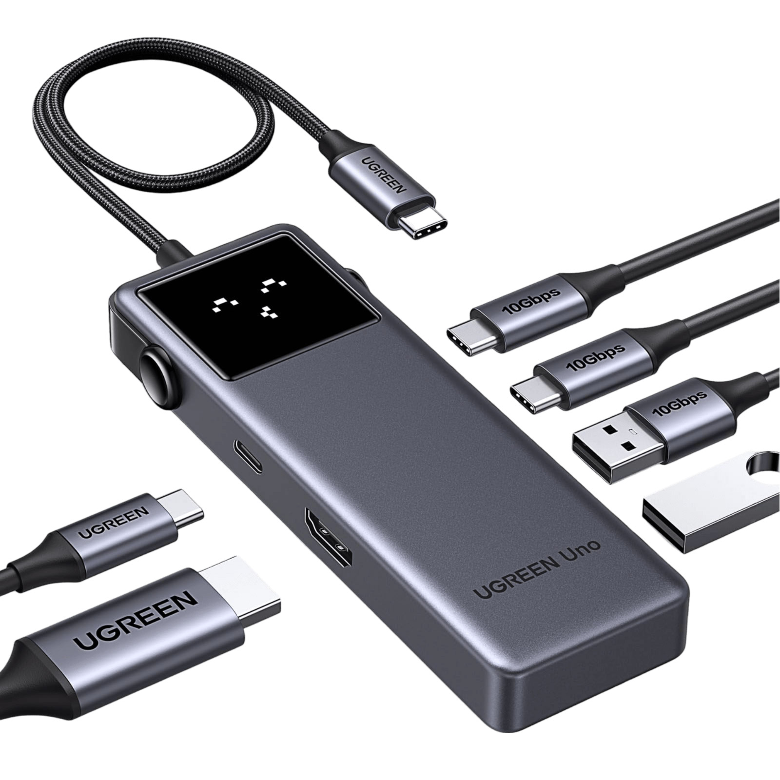 Порт-реплікатор UGREEN CM888 Uno USB-C Hub 6-in-1 HDMI 4K@60Hz PD100W 10Gbps (35998)