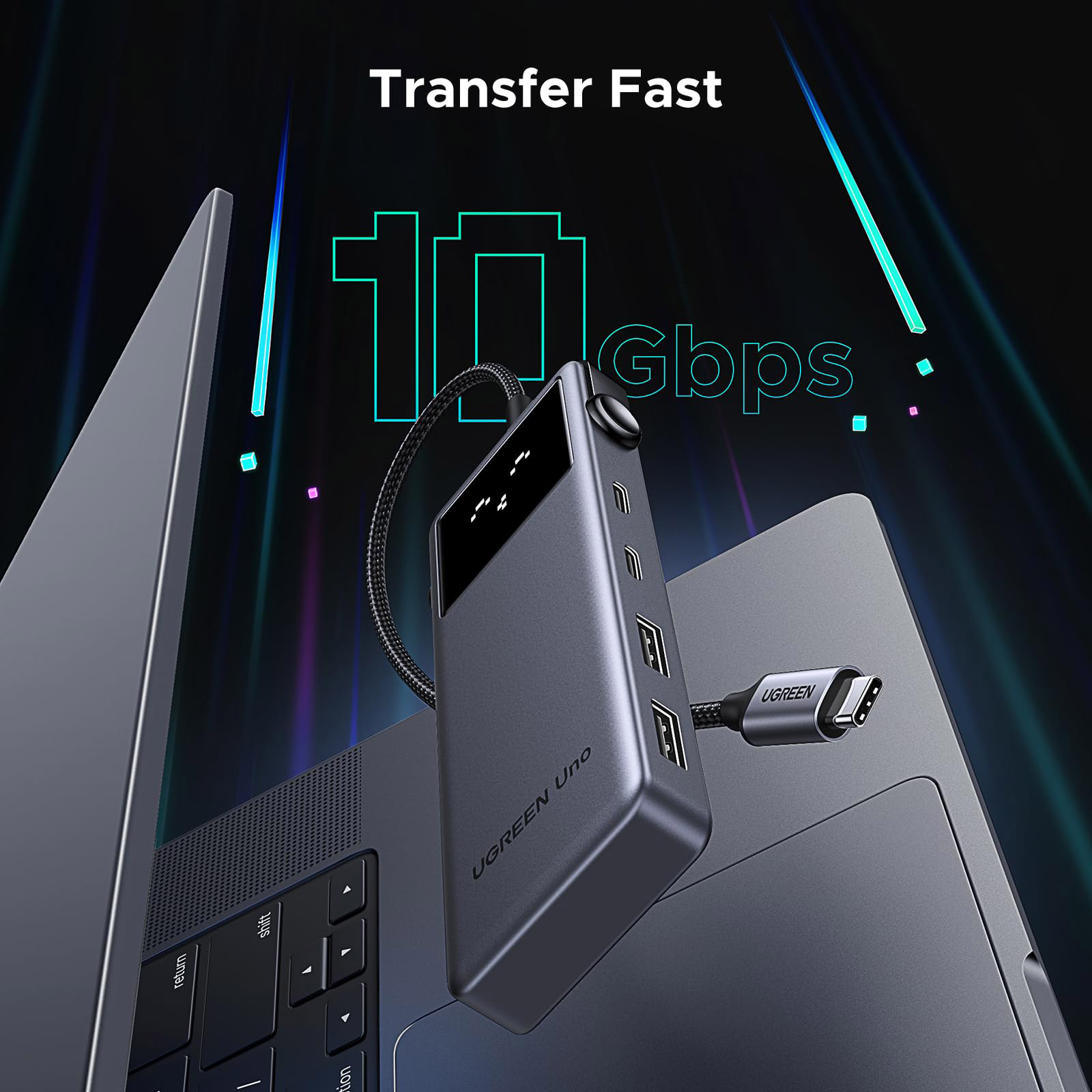Порт-реплікатор UGREEN CM888 Uno USB-C Hub 6-in-1 HDMI 4K@60Hz PD100W 10Gbps (35998)