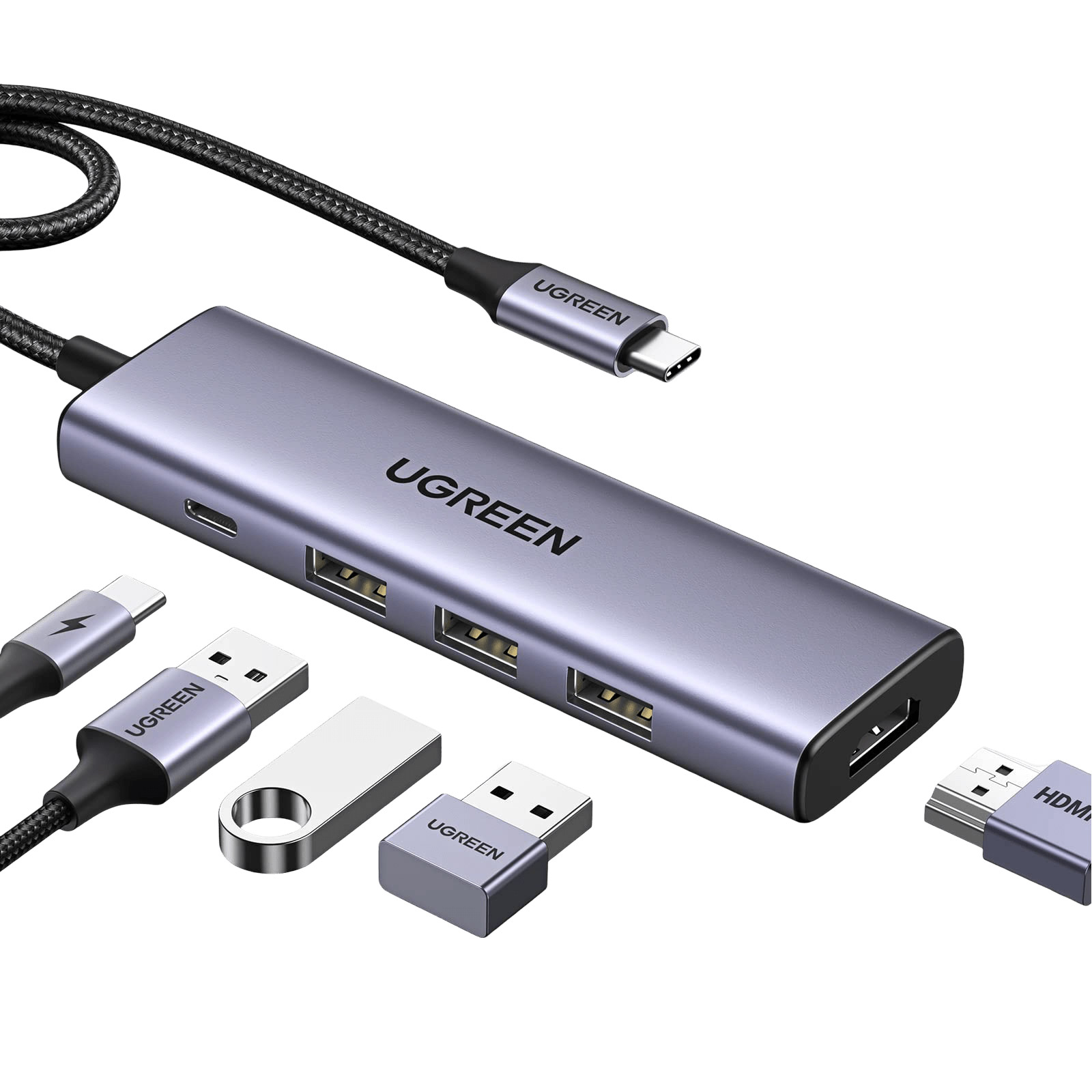 Порт-репликатор UGREEN CM511 5-in-1 USB-C Hub with 4K HDMI (15596)