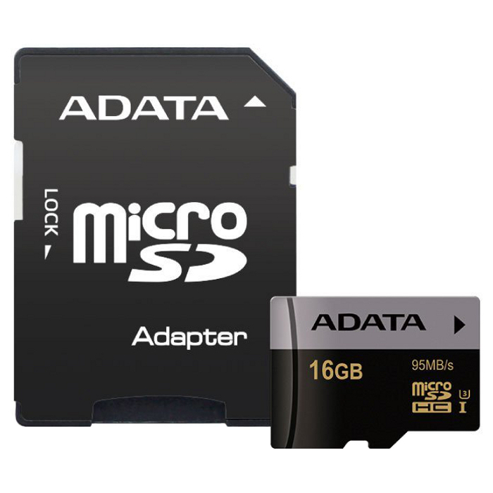 Карта пам'яті ADATA microSDHC Premier Pro 16GB UHS-I U3 Class 10 + SD-adapter (AUSDH16GUI3CL10-RA1)