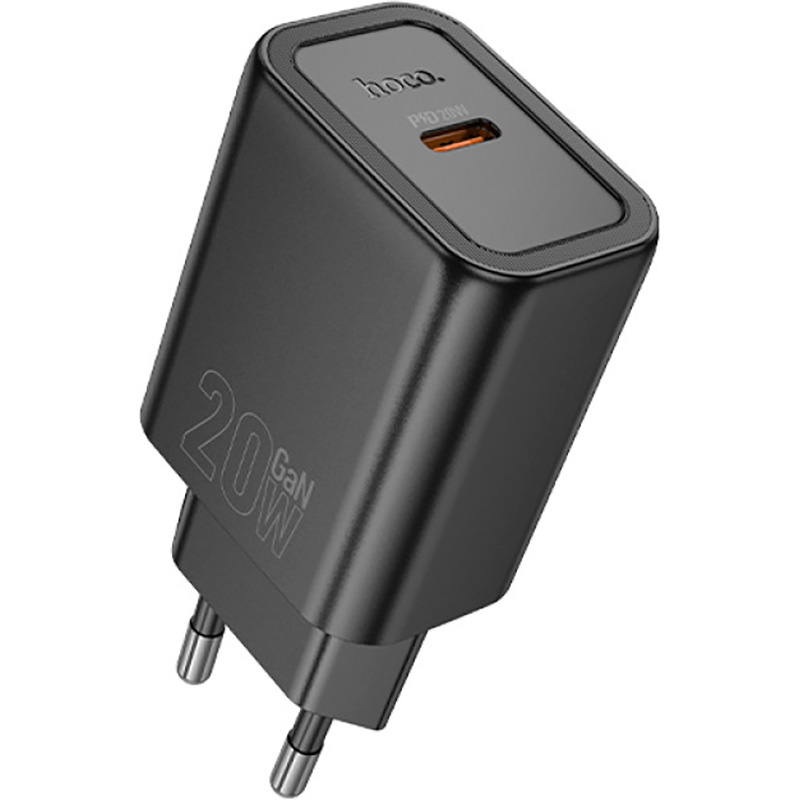 Зарядний пристрій HOCO N60 Gentle GaN 1xUSB-C, PD20W Black (6942007644174)