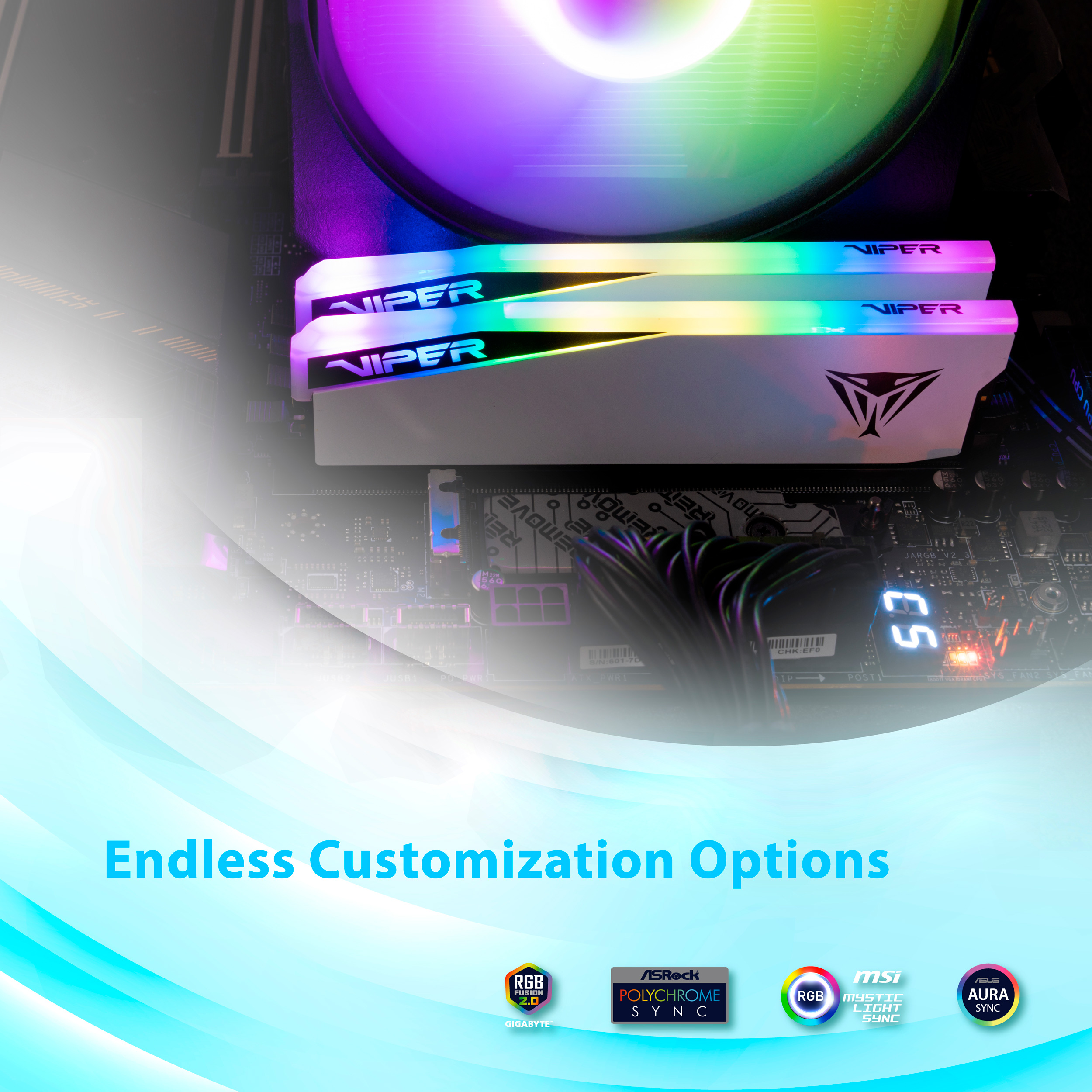 Модуль памяти PATRIOT Viper Elite 5 RGB DDR5 7000MHz 32GB Kit 2x16GB (PVER532G70C38KW)