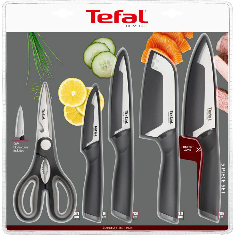 Набір кухонних ножів TEFAL Comfort 5пр (K2215S55)