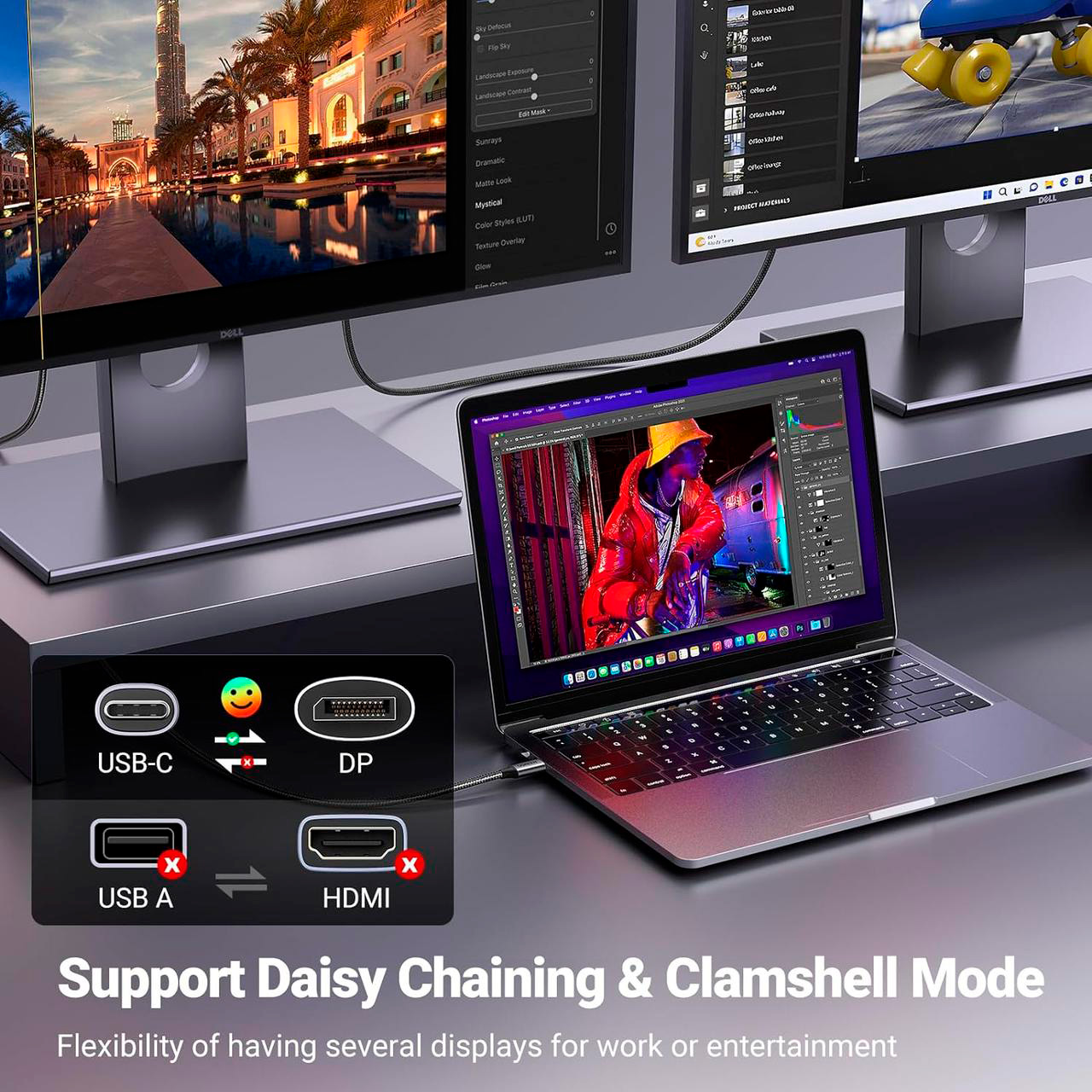 Кабель UGREEN CM556 USB-C to DisplayPort 3м 8K Gray (25839)
