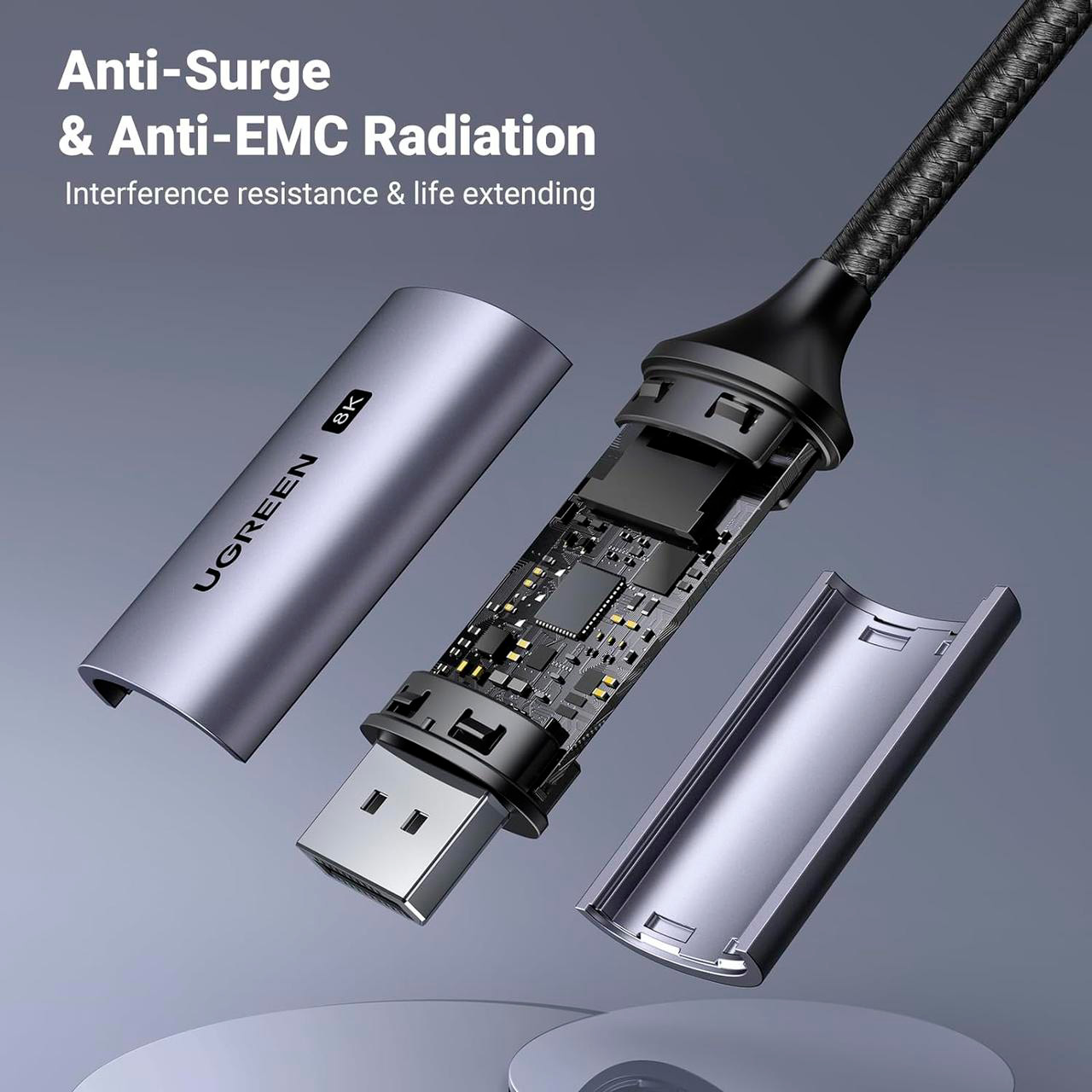 Кабель UGREEN CM556 USB-C to DisplayPort 3м 8K Gray (25839)