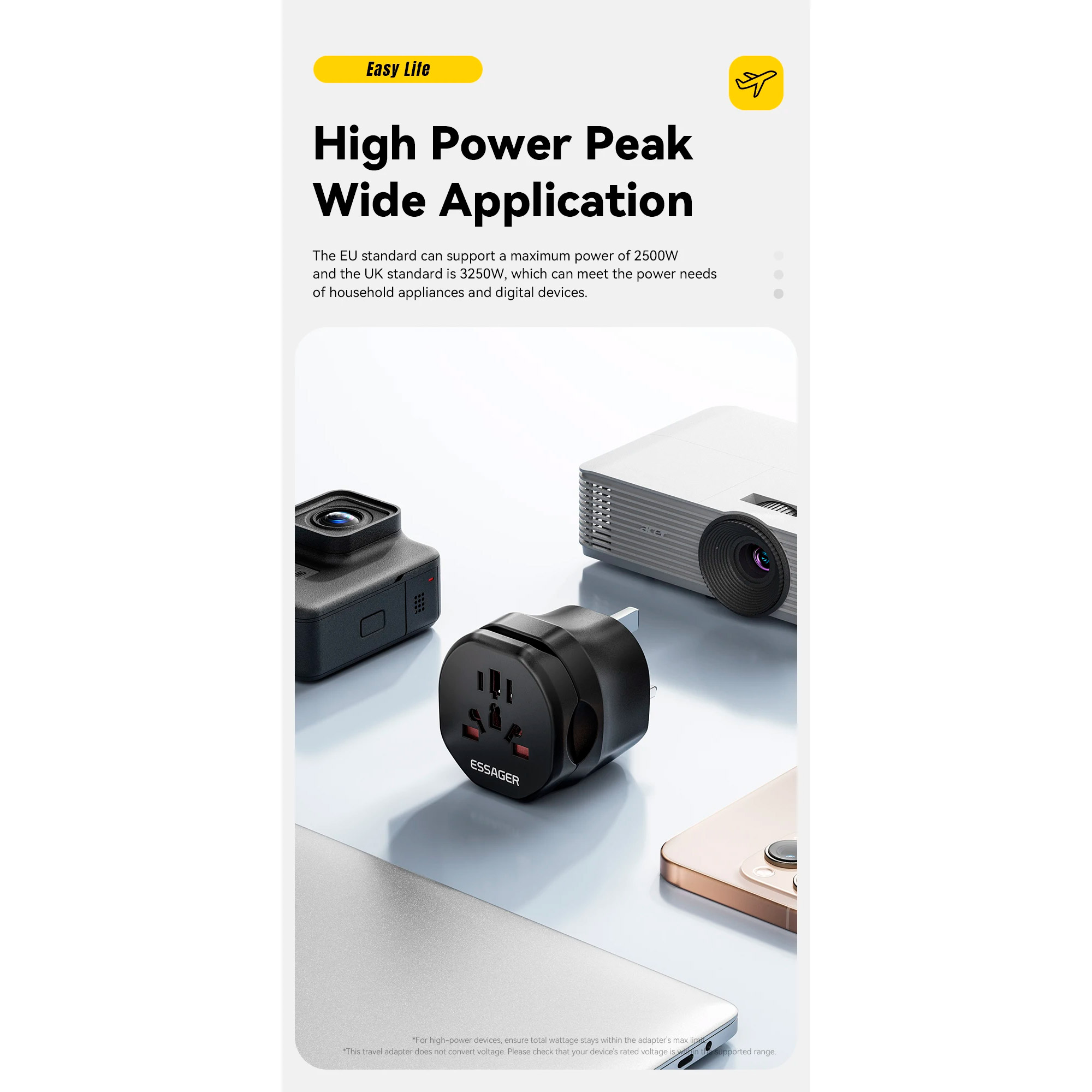 Універсальний дорожній перехідник ESSAGER Global Universal Adapter EU Male to World Female Black