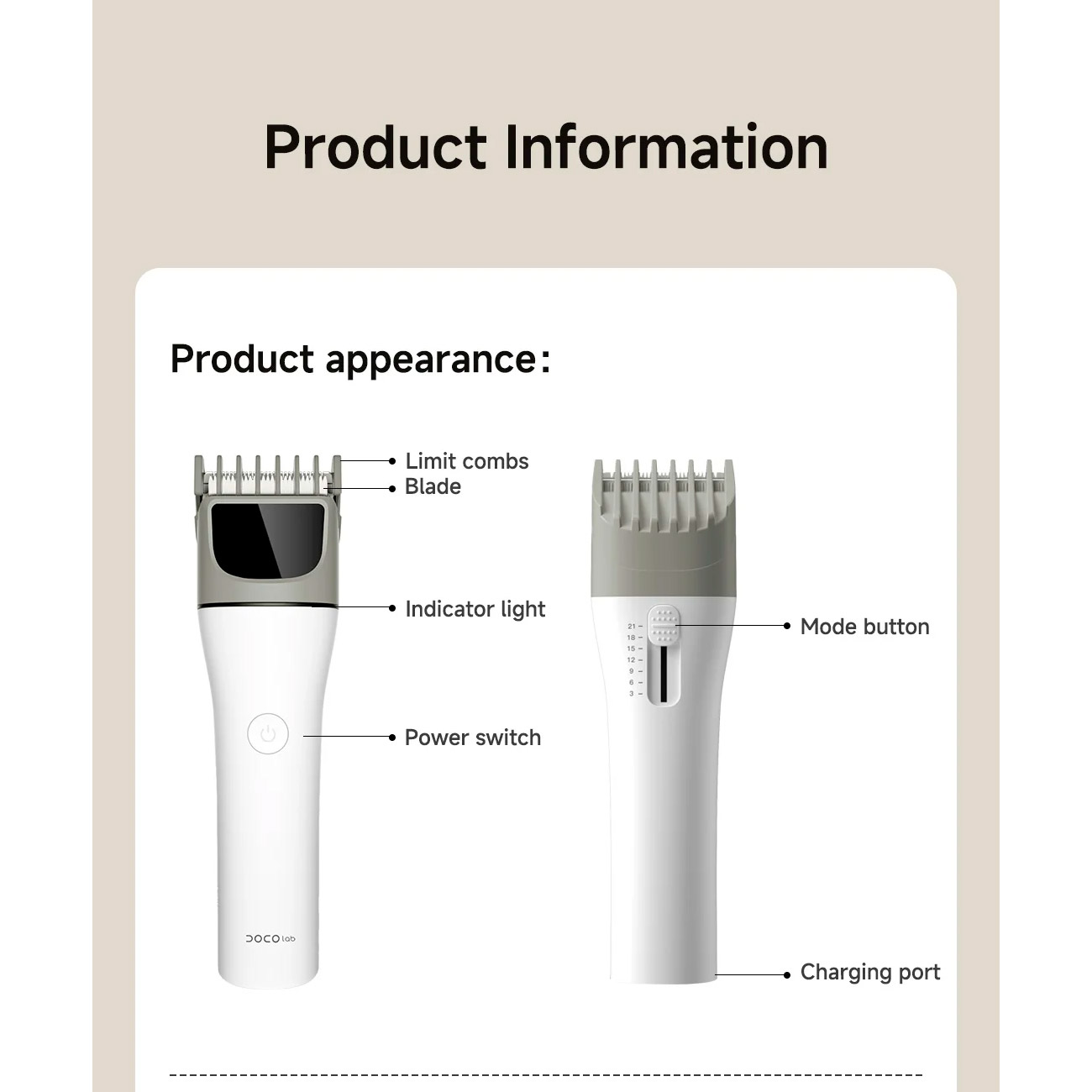 Машинка для стрижки волосся XIAOMI DOCO HC001 Electric Hair Clipper White