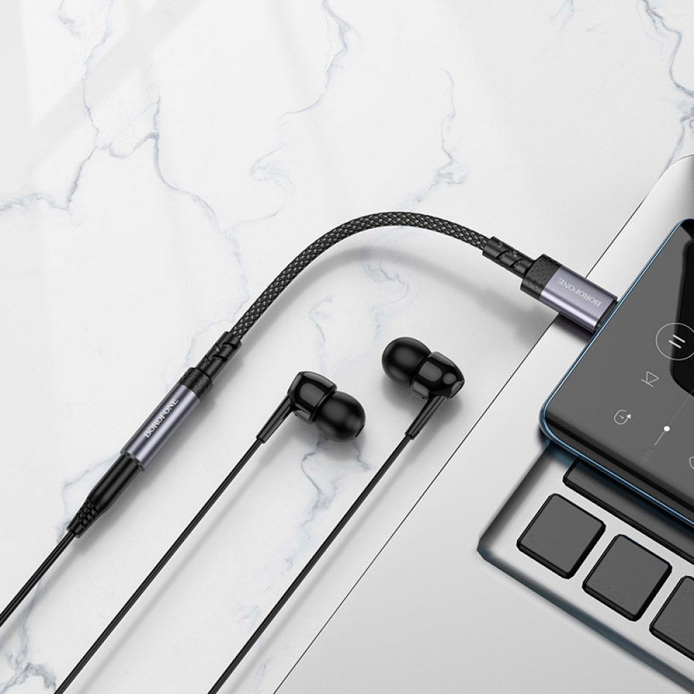 Адаптер BOROFONE BV24 Graceful Digital Audio Converter Cable USB-C to 3.5mm Gray