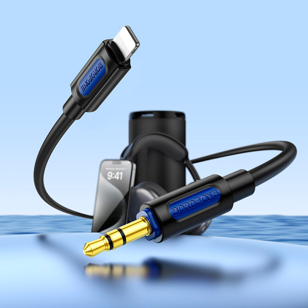 Кабель BOROFONE BL20 True Sound Silicone Digital Audio Conversion Cable Lightning - AUX 1м Black