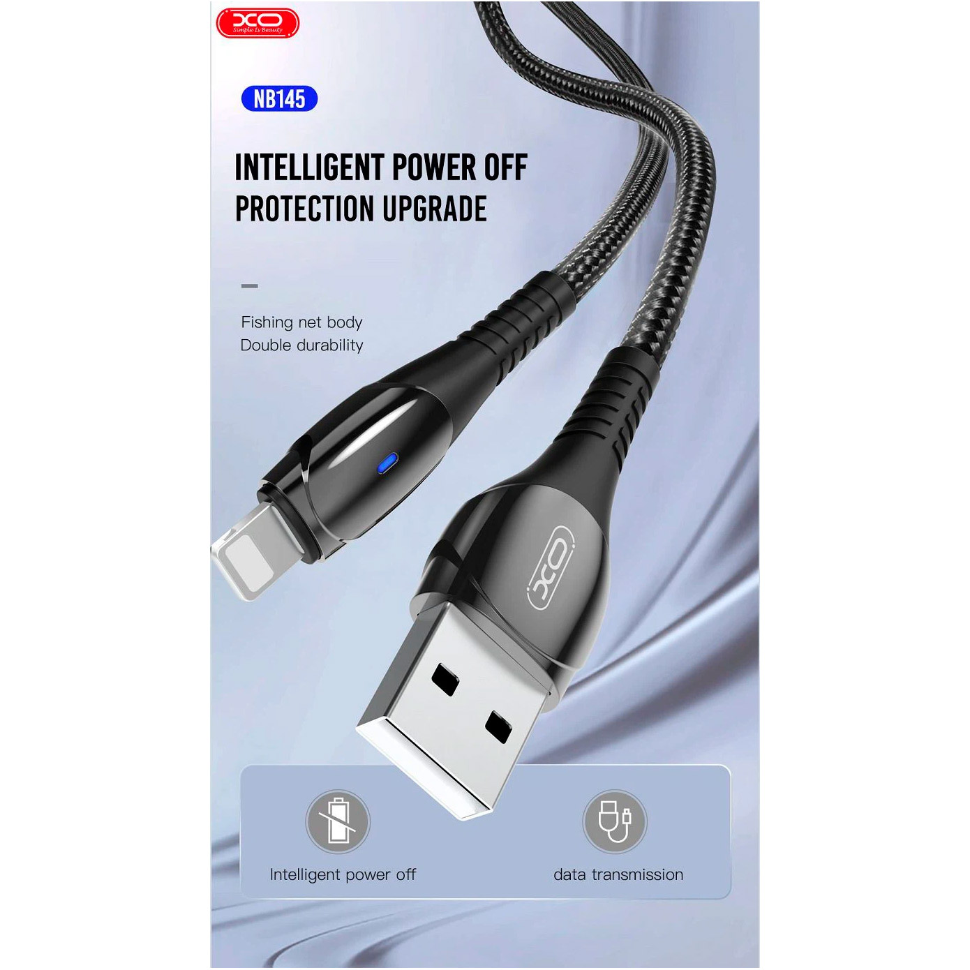 Кабель XO NB145 USB-A to Lightning 1м Black