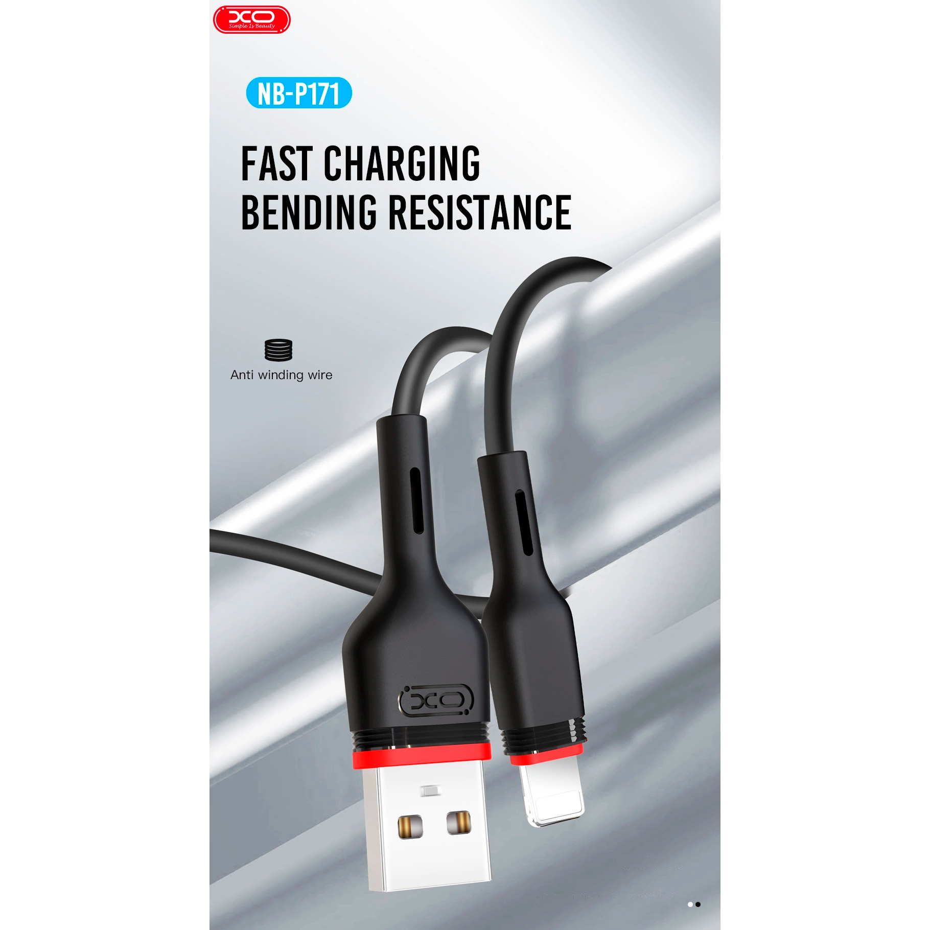 Кабель XO NB-P171 USB-A to Lightning 1м Black