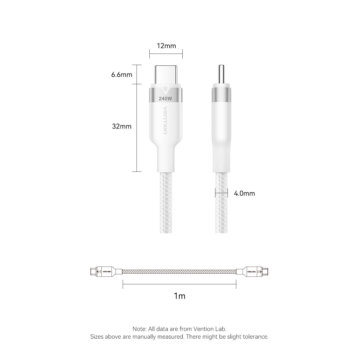 Кабель VENTION USB2.0 Type-C Male to Type-C Male PD 240 5A 2м Black (TRIBH)
