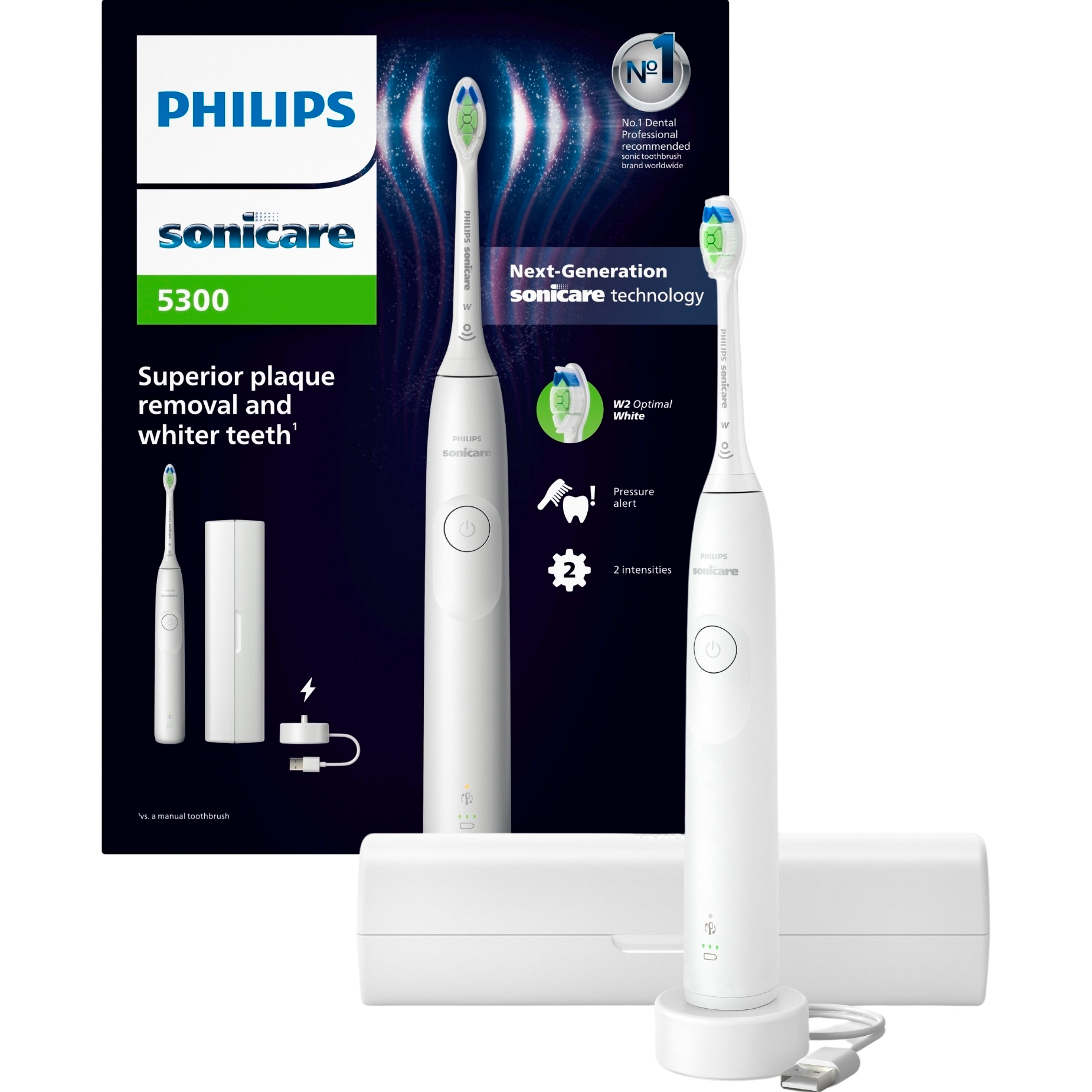 Електрична зубна щітка PHILIPS Sonicare 5300 series White + дорожній футляр (HX7108/02)