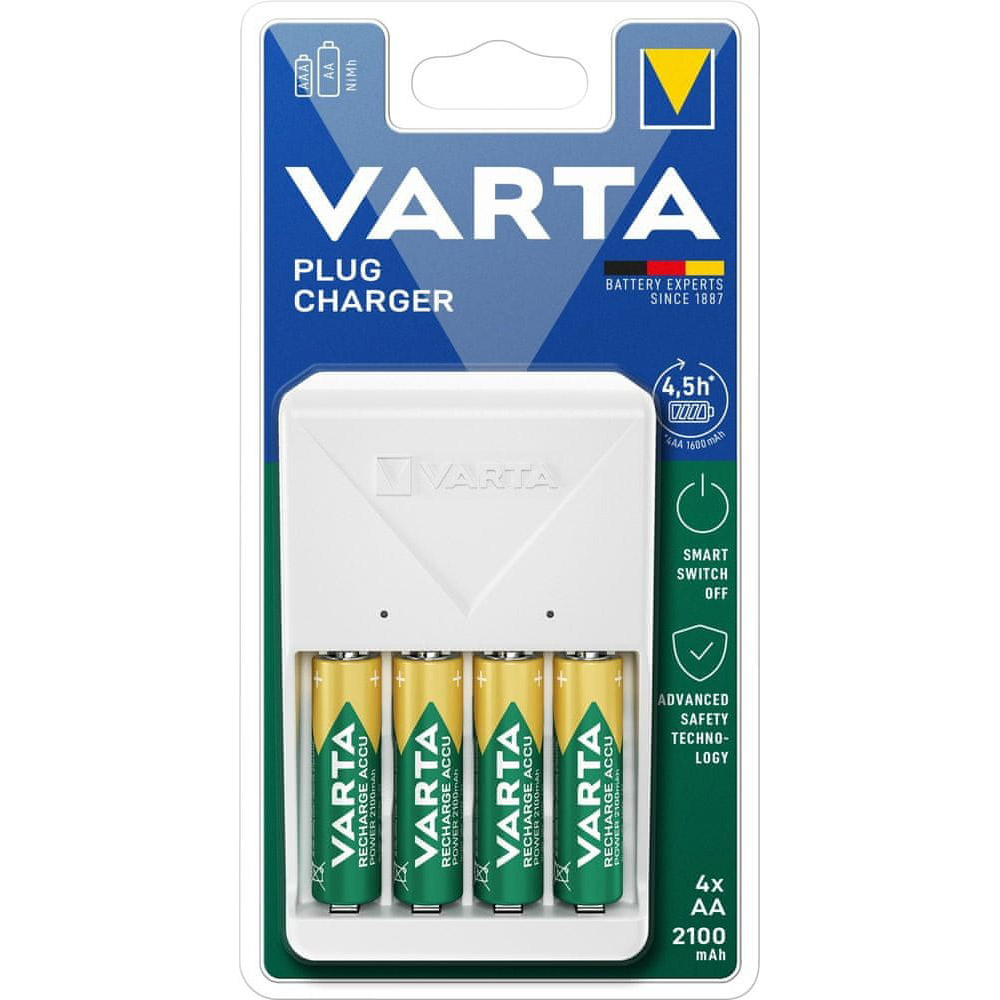 Зарядное устройство VARTA Plug Charger + 4xAA 2100mAh (57657 101 451)