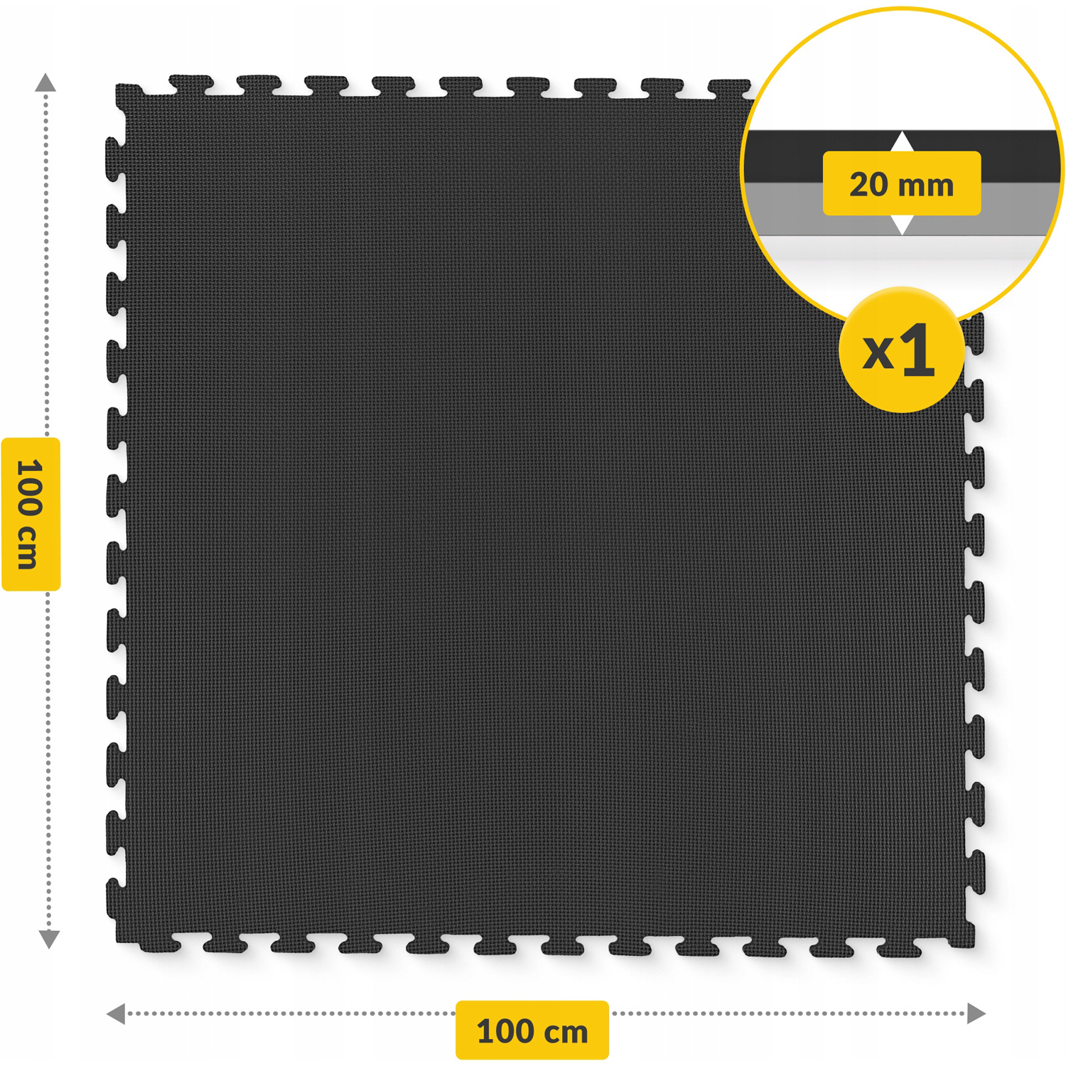 Мат-пазл (ласточкин хвіст) 4FIZJO Puzzle Mat 100x100x2cm Black/Gray (P-5907739316226)
