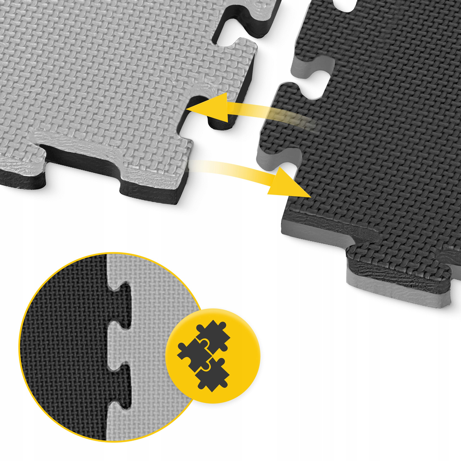 Мат-пазл (ласточкин хвіст) 4FIZJO Puzzle Mat 100x100x2cm Black/Gray (P-5907739316226)