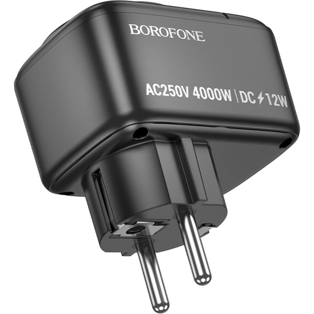 Мережевий фільтр-розетка BOROFONE BAC14 Wide Black, 1xUSB-C, 2xUSB