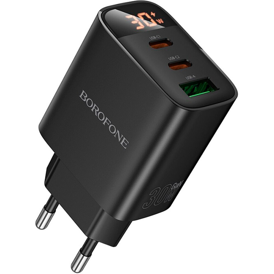 Зарядний пристрій BOROFONE BA98A Ilustre 1xUSB-A, 2xUSB-C, PD30W, QC3.0 Black