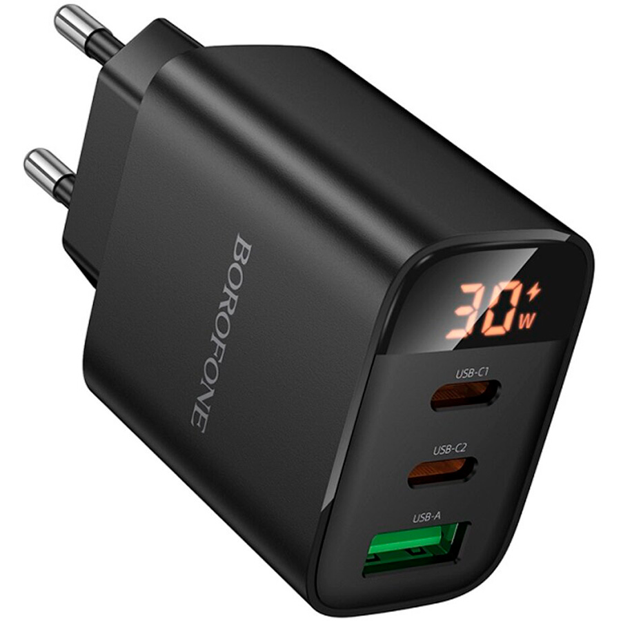 Зарядний пристрій BOROFONE BA98A Ilustre 1xUSB-A, 2xUSB-C, PD30W, QC3.0 Black