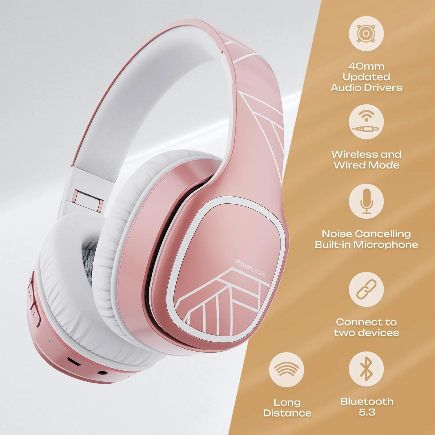 Навушники POWERLOCUS P7 Rose Gold
