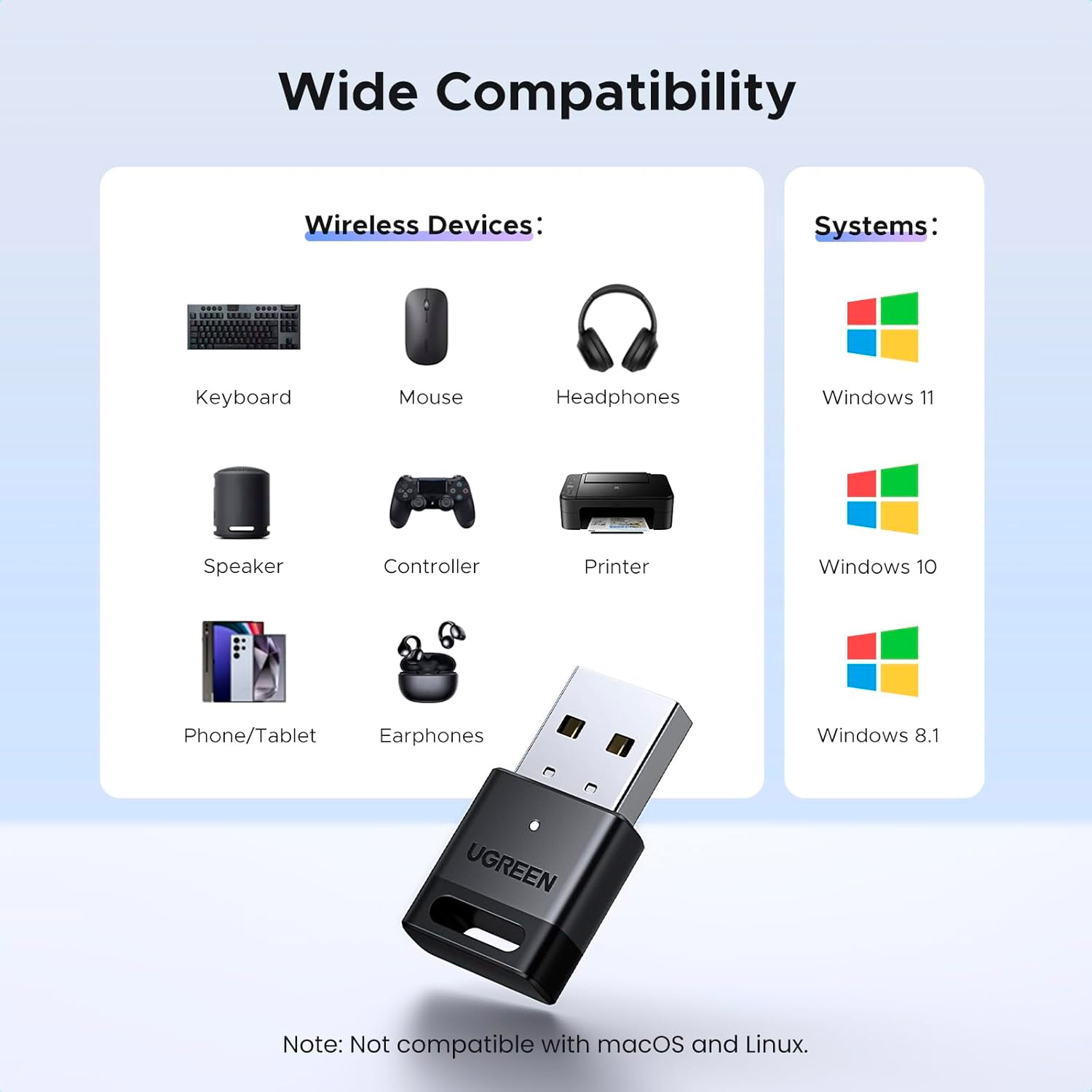 Bluetooth адаптер UGREEN CM748 Bluetooth 5.4 Adapter Black (45134)