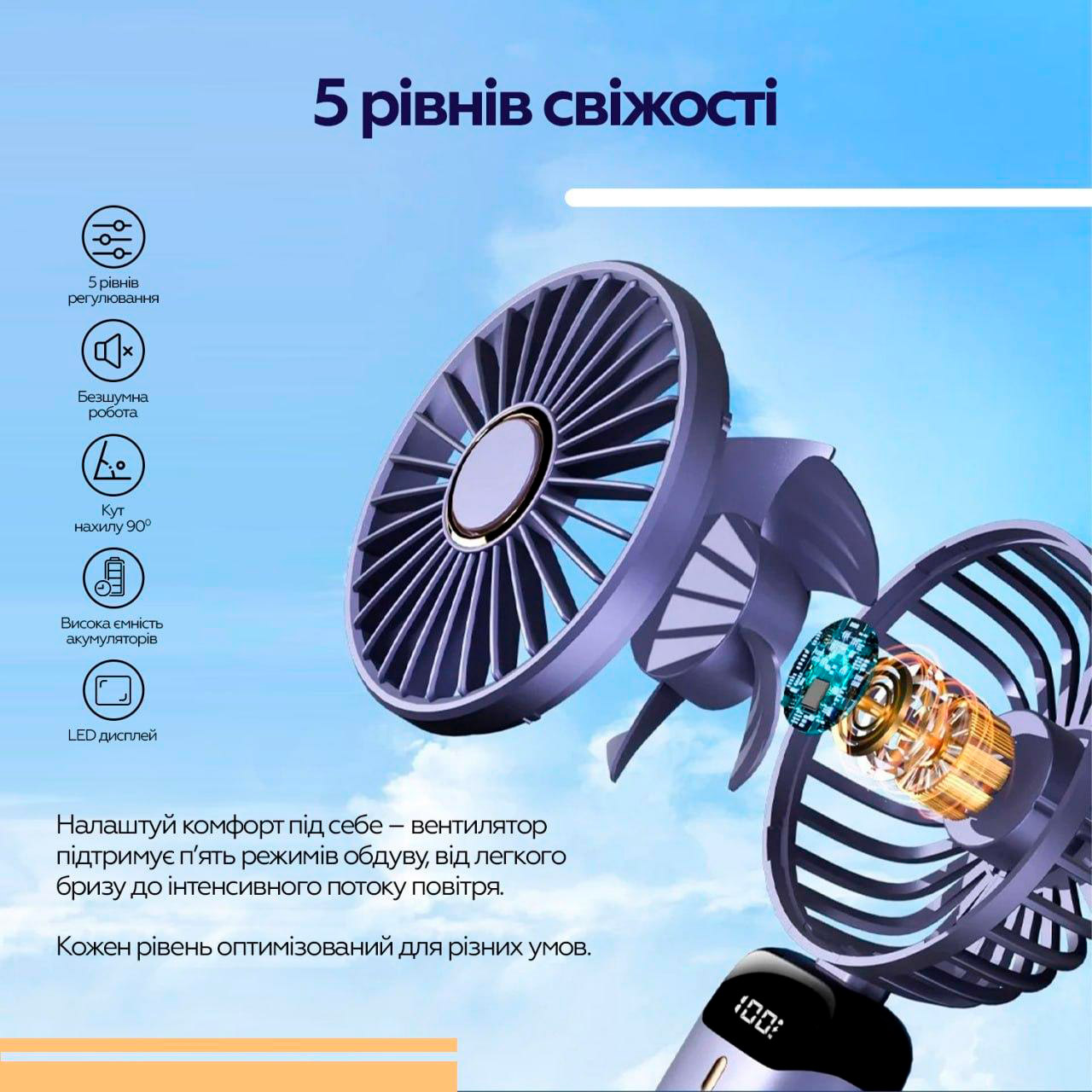 Портативный ручной вентилятор XOKO F03 Digital Display Hendheld Fan White