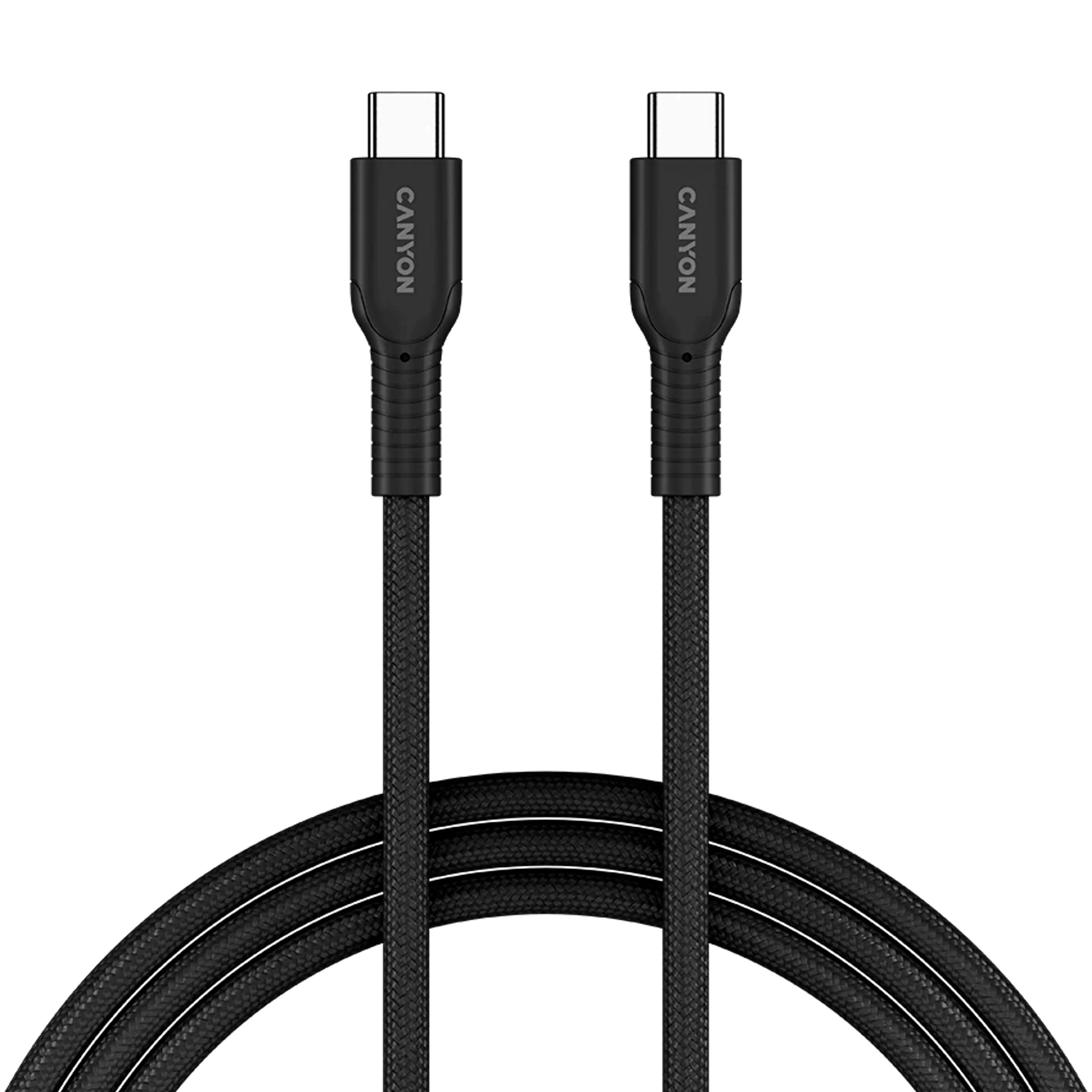 Кабель CANYON OnWire 60CL Type-C to Type-C Color Braided 60W 1м Black (CND-CCAP60AB10B)
