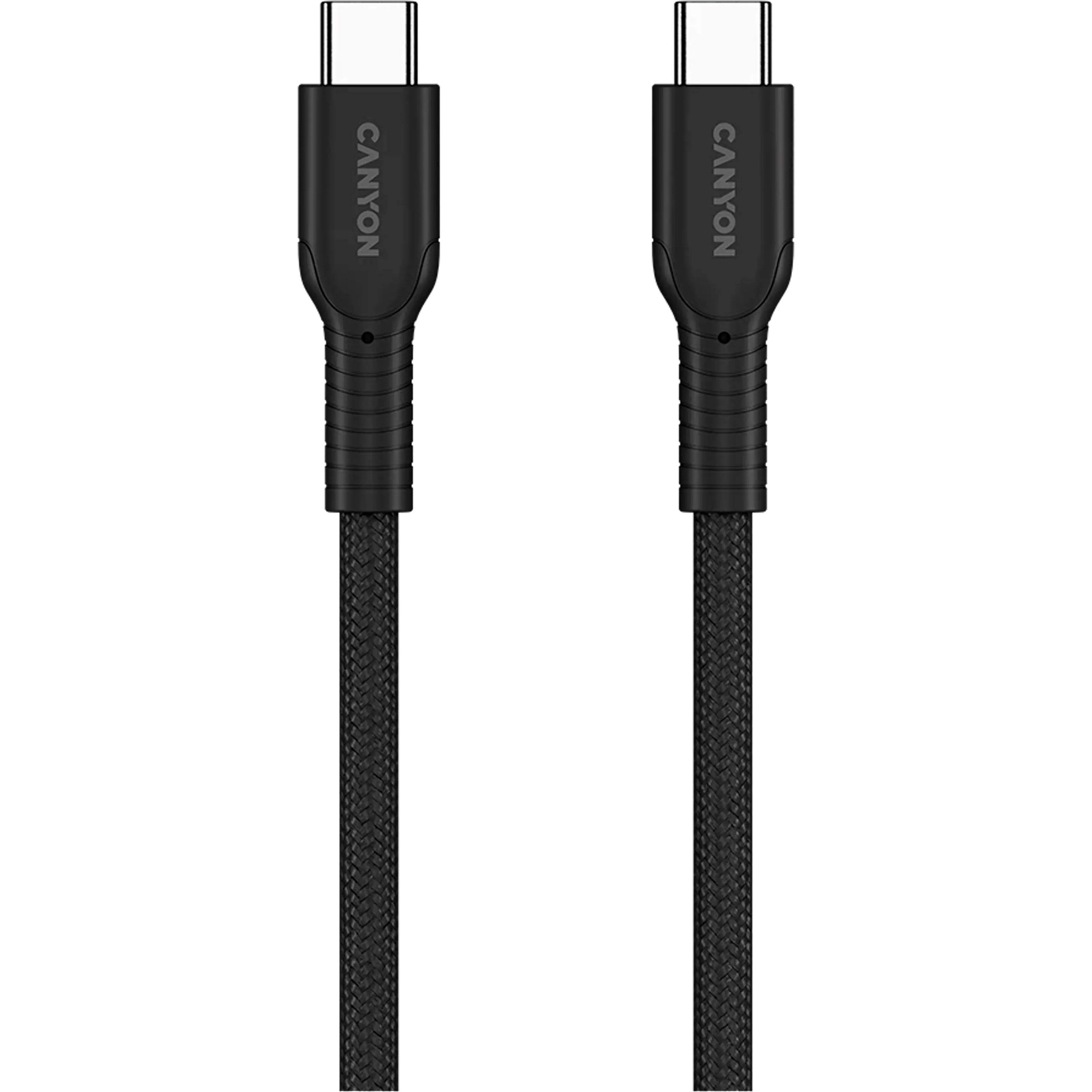 Кабель CANYON OnWire 60CL Type-C to Type-C Color Braided 60W 1м Black (CND-CCAP60AB10B)