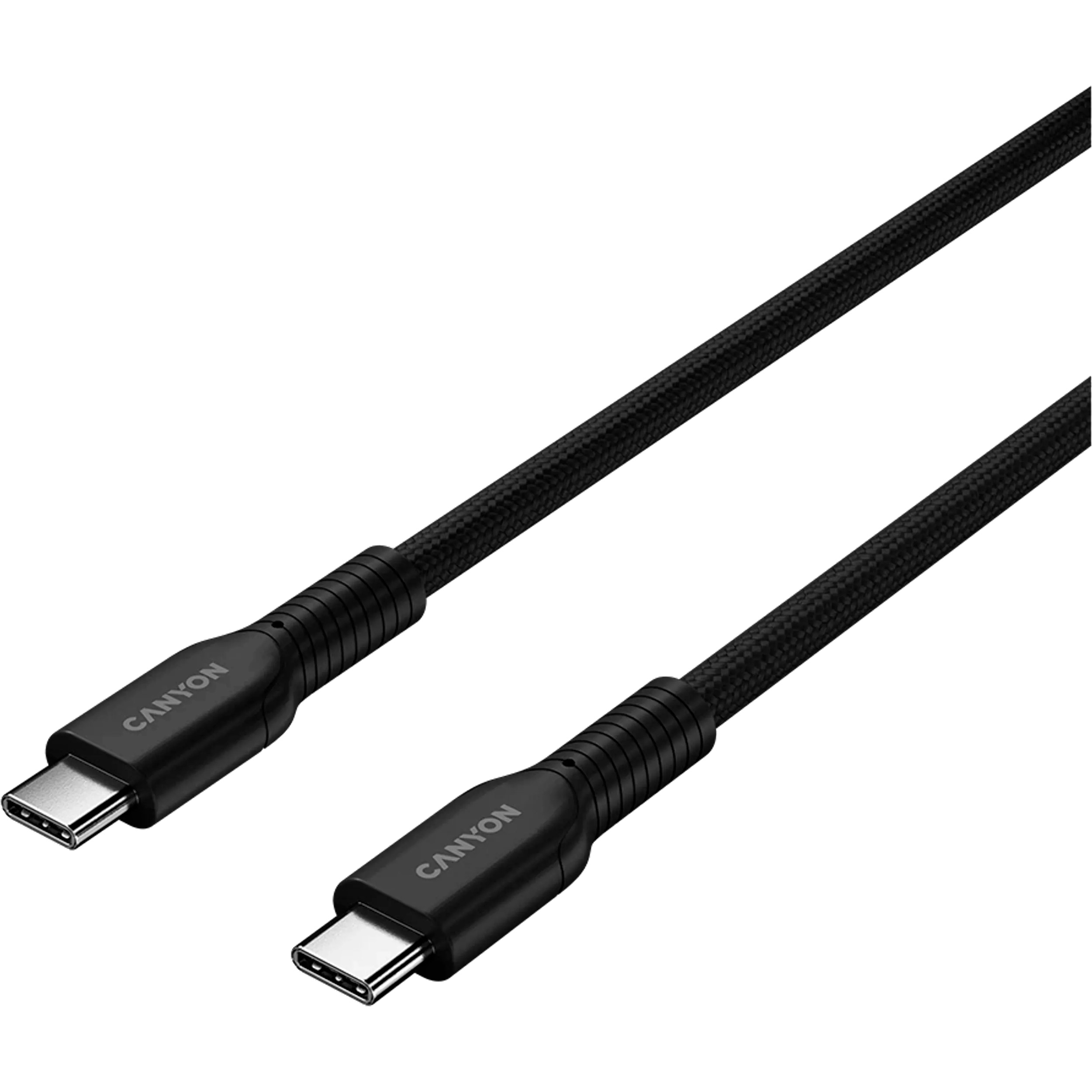 Кабель CANYON OnWire 60CL Type-C to Type-C Color Braided 60W 1м Black (CND-CCAP60AB10B)