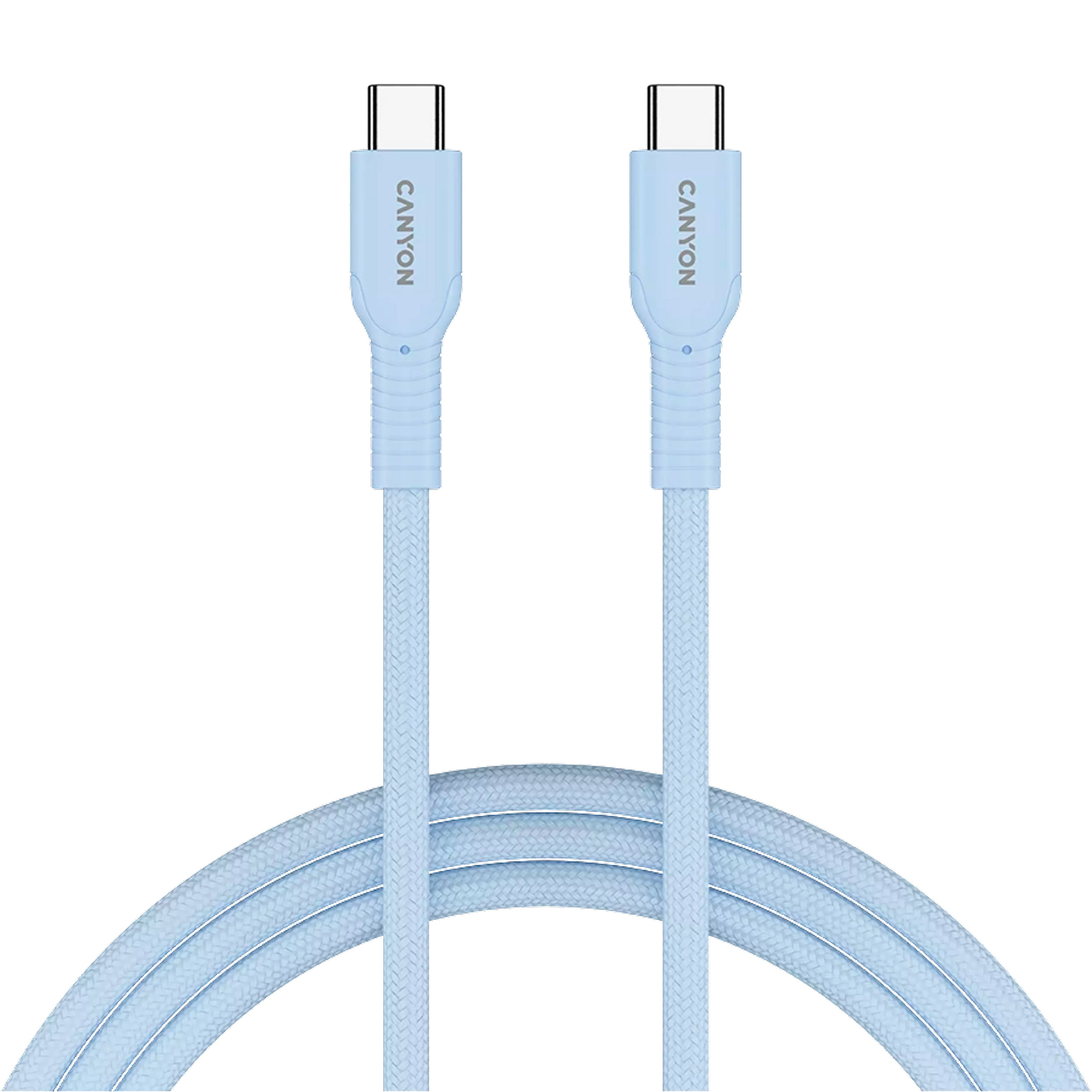 Кабель CANYON OnWire 60CL Type-C to Type-C Color Braided 60W 1м Light Blue (CND-CCAP60AB10LBL)