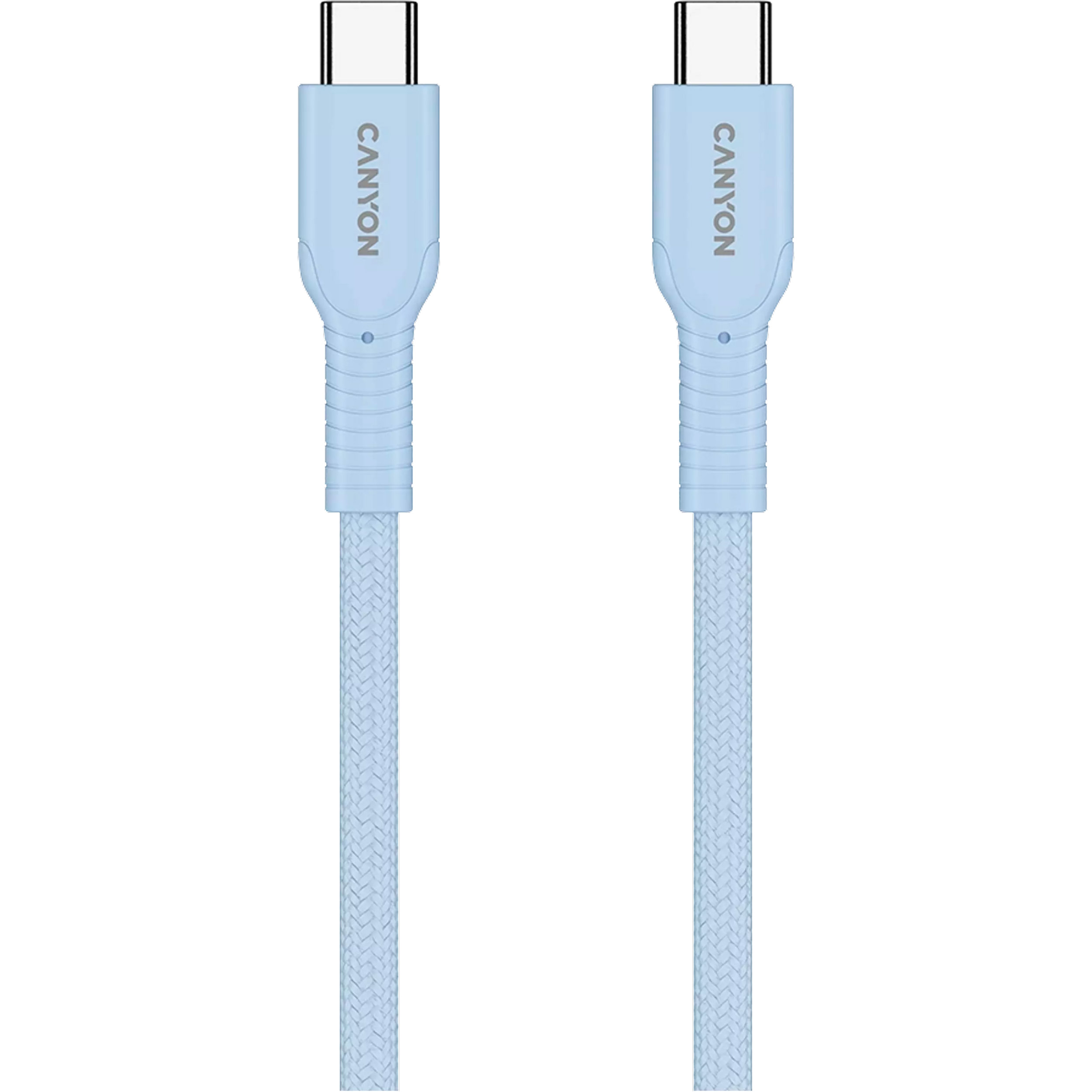 Кабель CANYON OnWire 60CL Type-C to Type-C Color Braided 60W 1м Light Blue (CND-CCAP60AB10LBL)