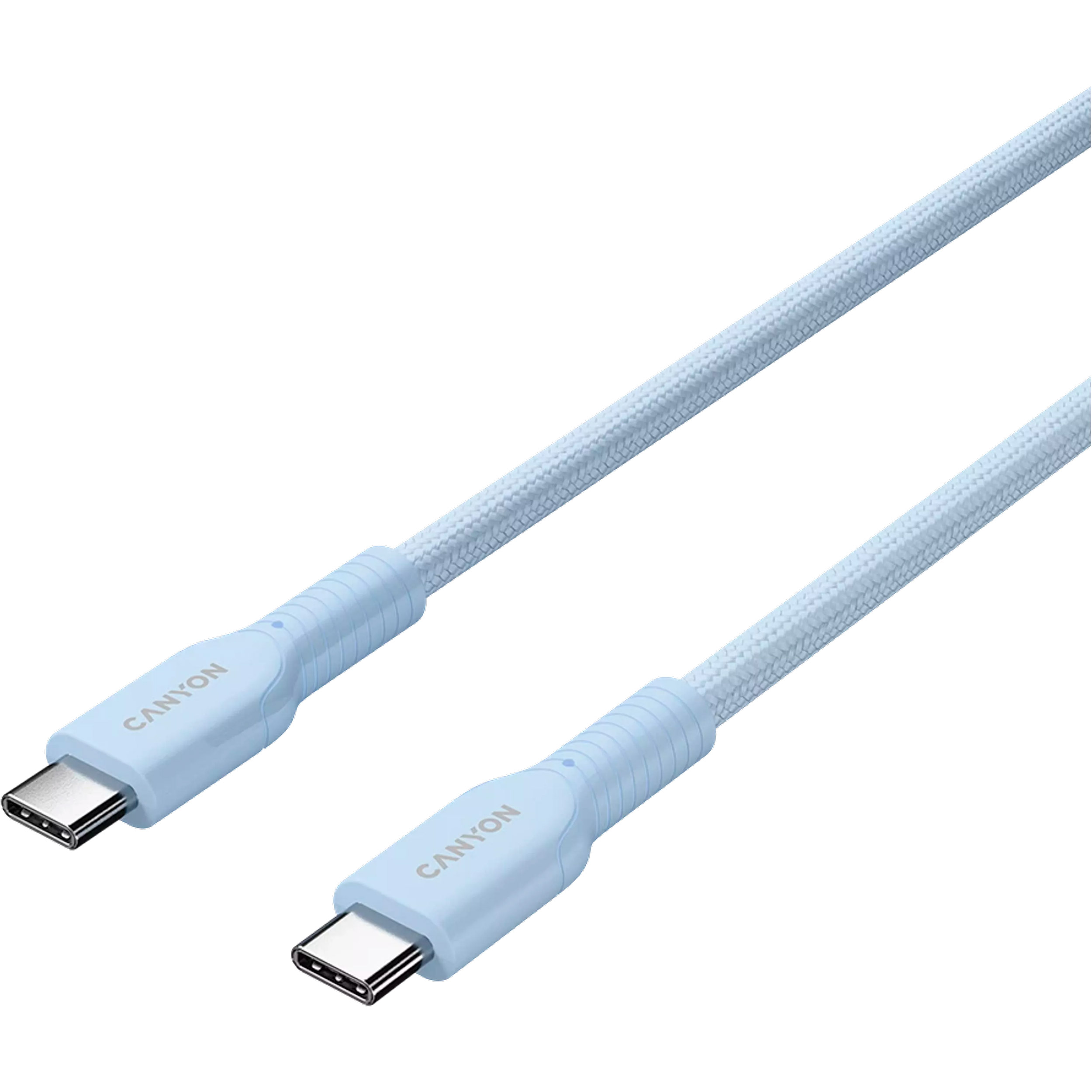 Кабель CANYON OnWire 60CL Type-C to Type-C Color Braided 60W 1м Light Blue (CND-CCAP60AB10LBL)