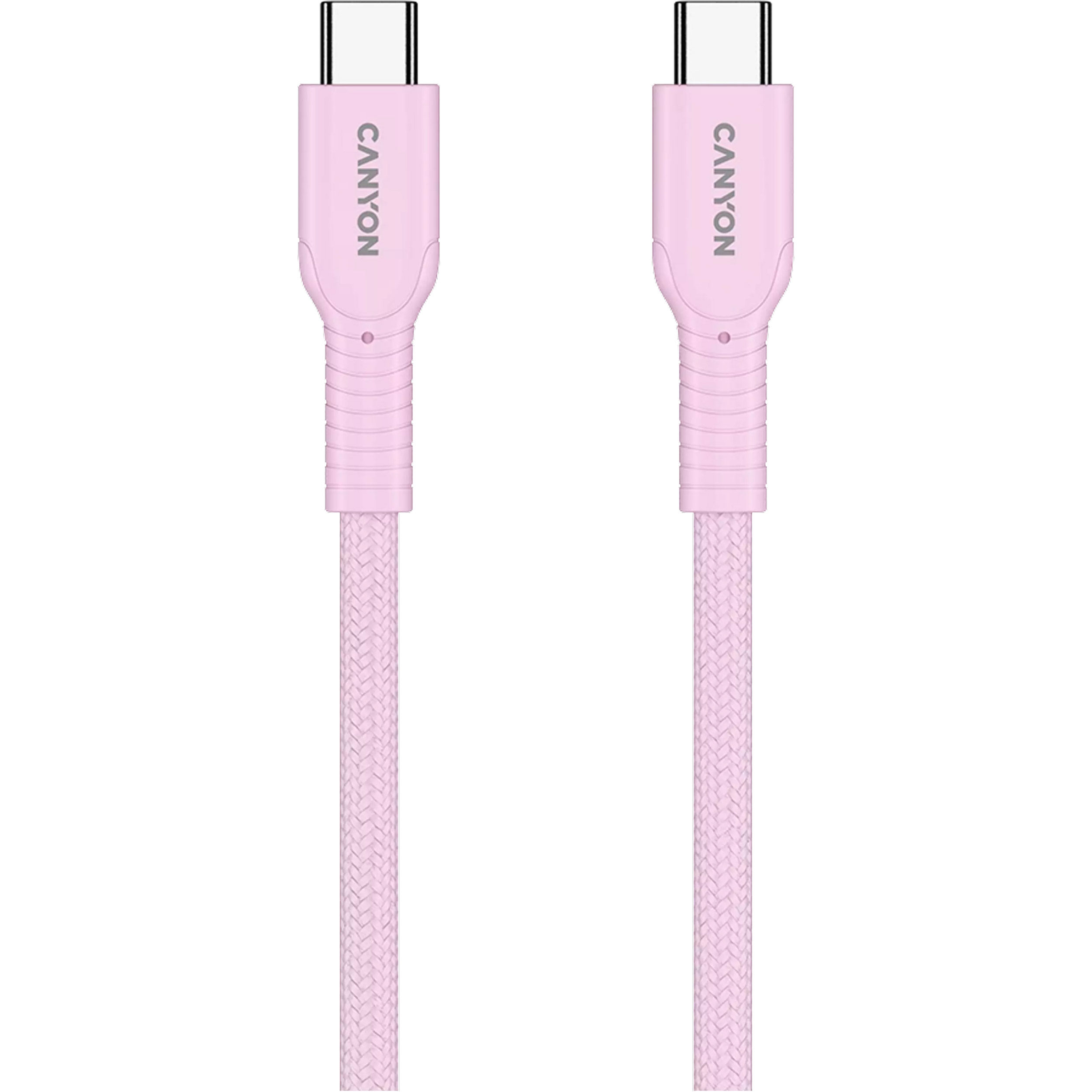 Кабель CANYON OnWire 60CL Type-C to Type-C Color Braided 60W 1м Pink (CND-CCAP60AB10PK)