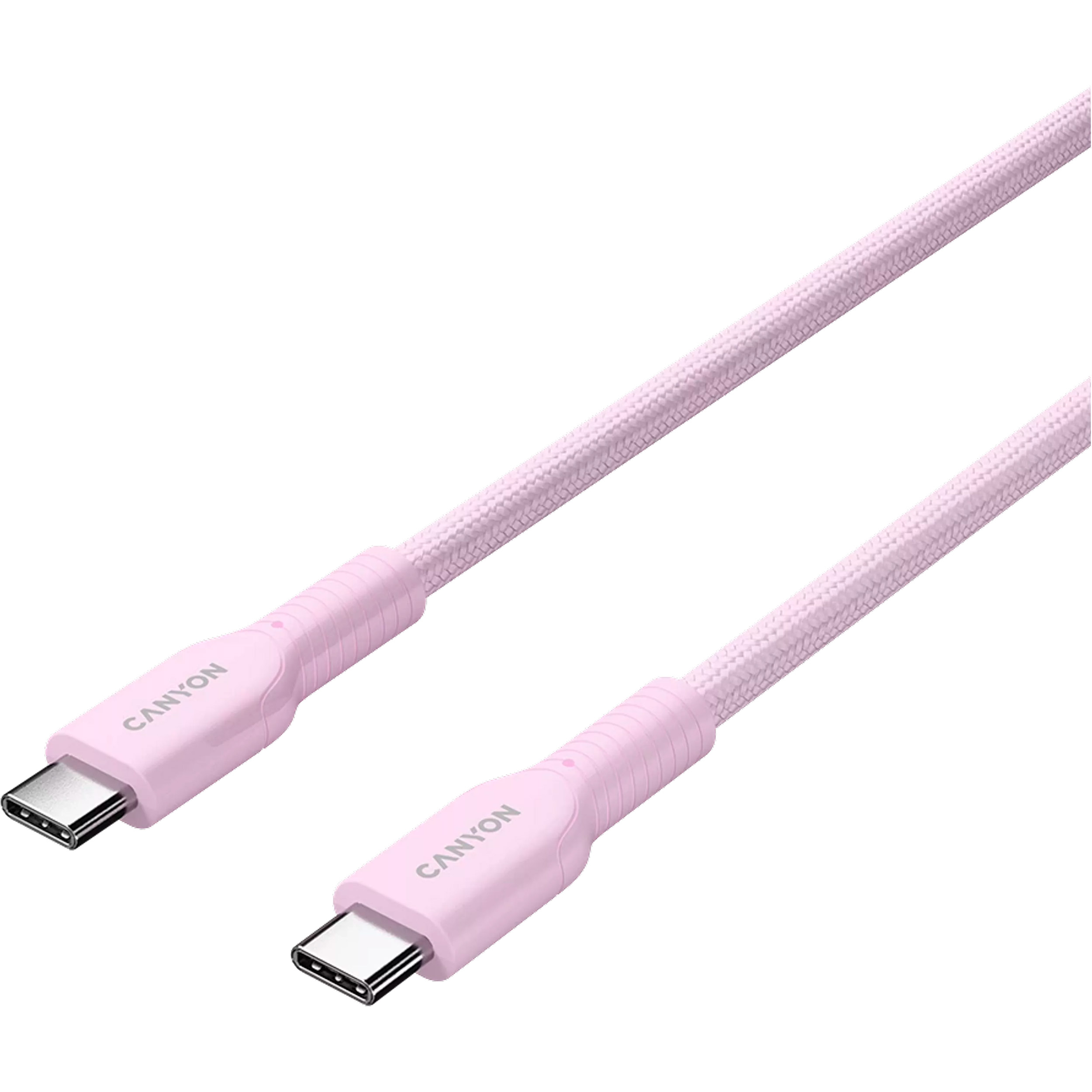 Кабель CANYON OnWire 60CL Type-C to Type-C Color Braided 60W 1м Pink (CND-CCAP60AB10PK)
