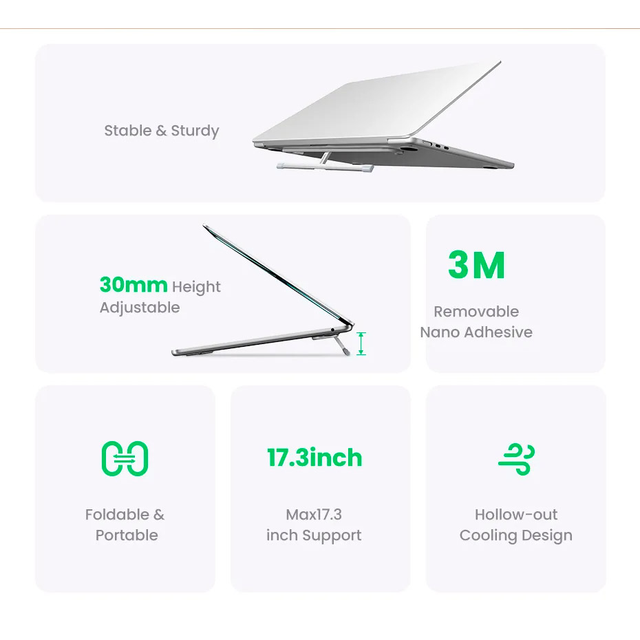 Підставка для ноутбука UGREEN LP846 Invisible Portable Desktop Laptop Stand 13-16" Silver (45415)