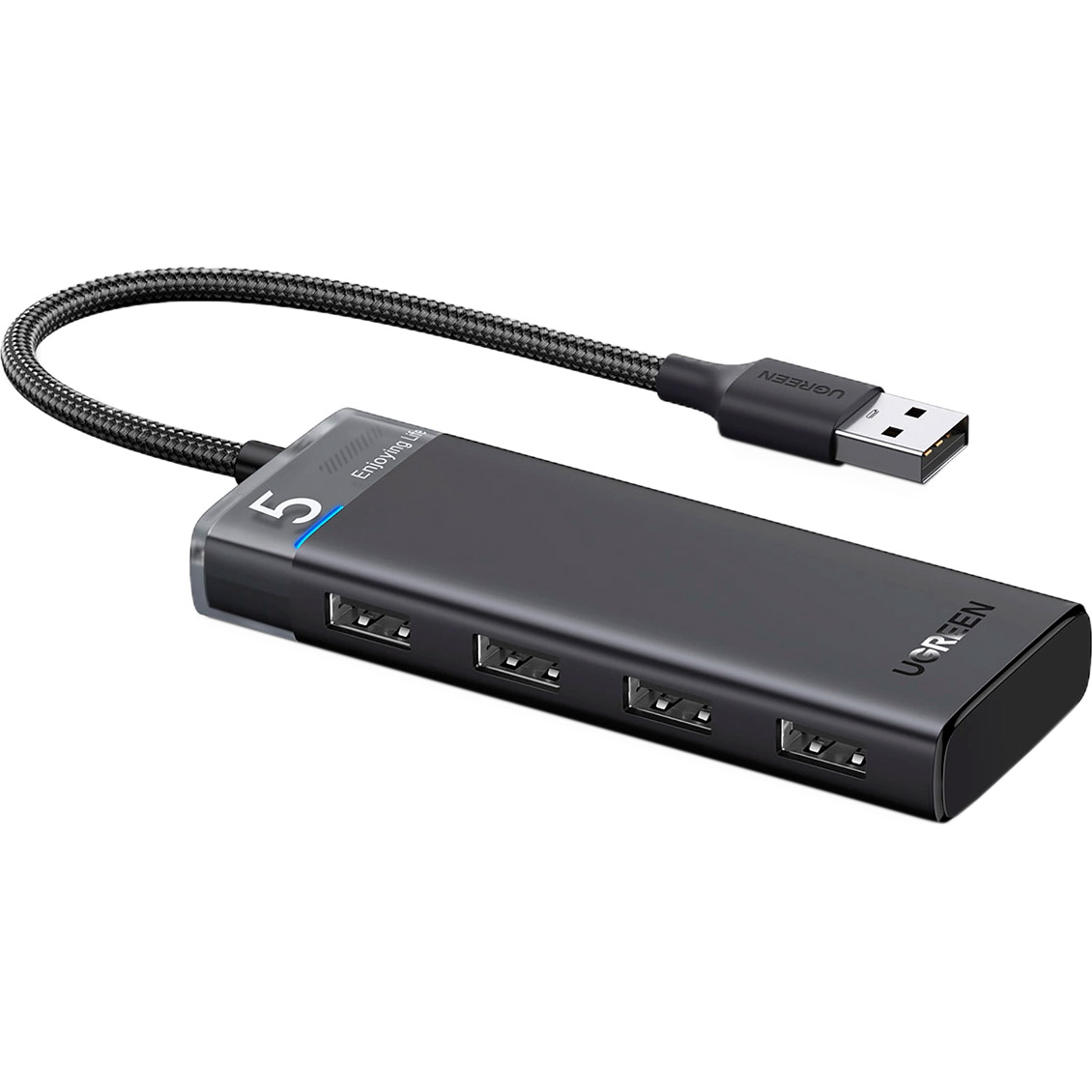 USB-хаб UGREEN CM653 4-in-1 USB-A to 4xUSB-A 3.2 Gen1 Black (15548)