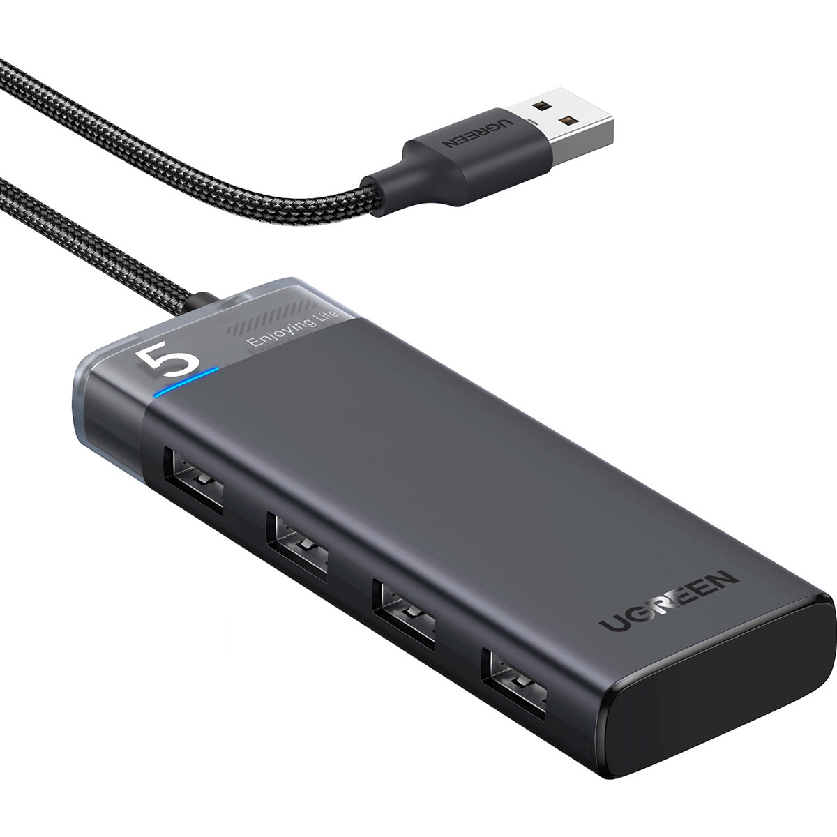 USB-хаб UGREEN CM653 4-in-1 USB-A to 4xUSB-A 3.2 Gen1 Black (15548)