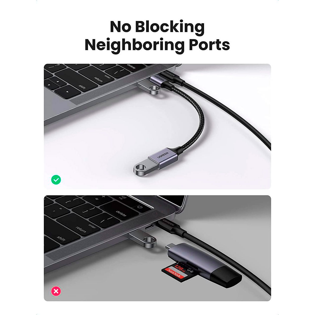 Адаптер OTG UGREEN US378 USB3.0 USB-C Male to USB-A Female Black/Gray (70889)