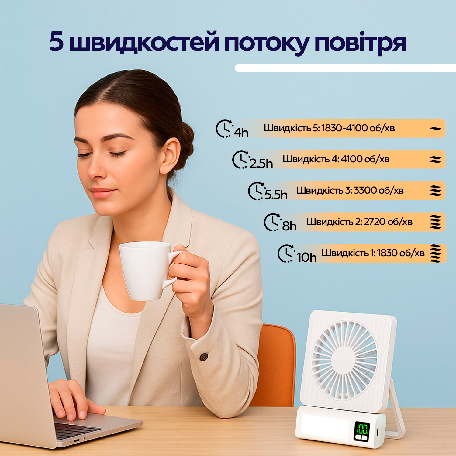 Настільний портативний вентилятор XOKO F01 White