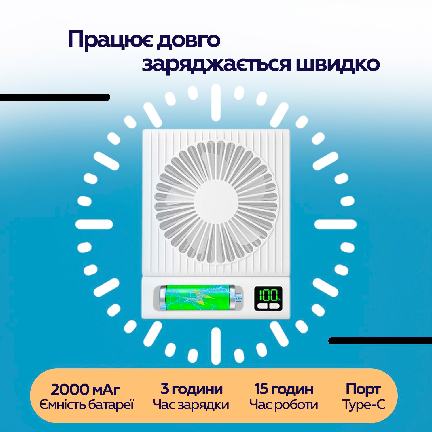 Настільний портативний вентилятор XOKO F01 White