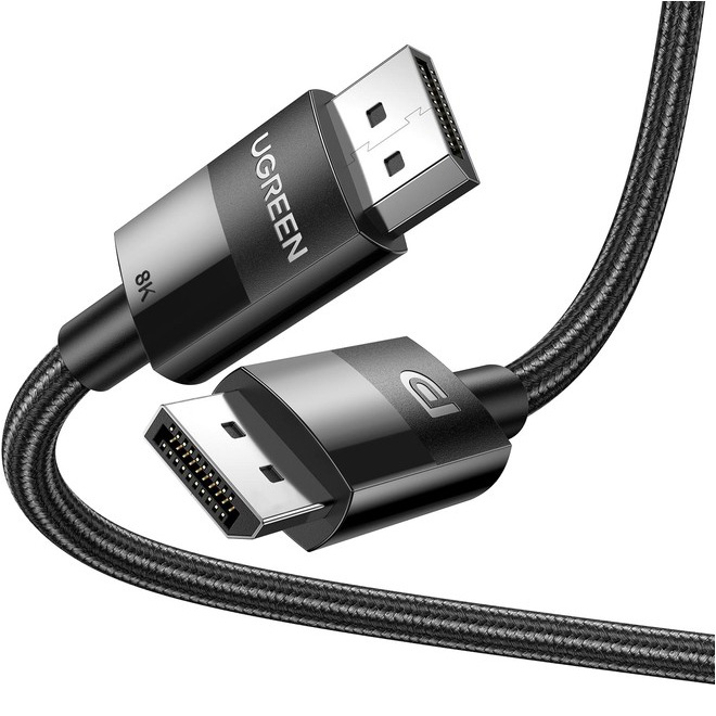 Кабель UGREEN DP114 DP 1.4 Male to Male Plastic Case Braided Cable DisplayPort 5м Black (80394)