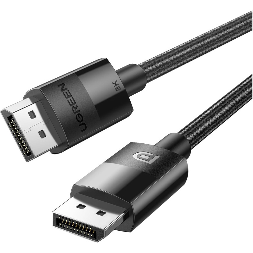 Кабель UGREEN DP114 DP 1.4 Male to Male Plastic Case Braided Cable DisplayPort 5м Black (80394)