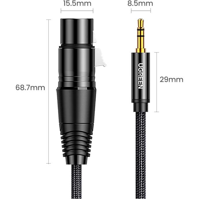 Кабель UGREEN AV182 mini-jack 3.5 mm - XLR 2м Black (20244)