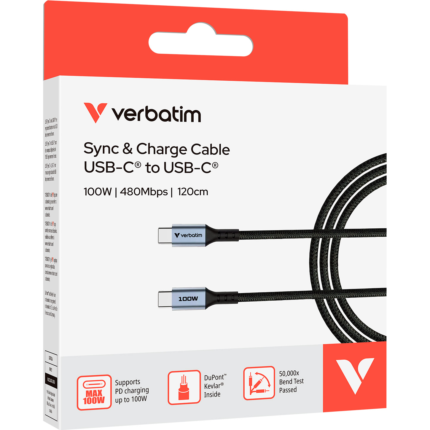 Кабель VERBATIM Sync & Charge Type-C to Type-C 100W 1.2м Black (31846)