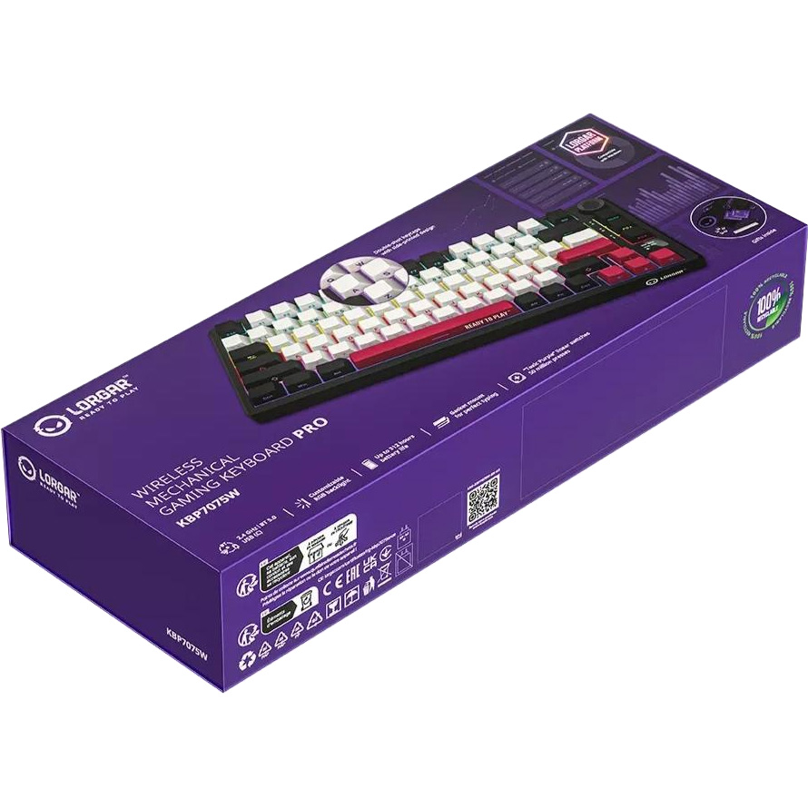 Клавиатура беспроводная LORGAR KBP7075W Black/Red (LRG-KBP7075W-BK-US)