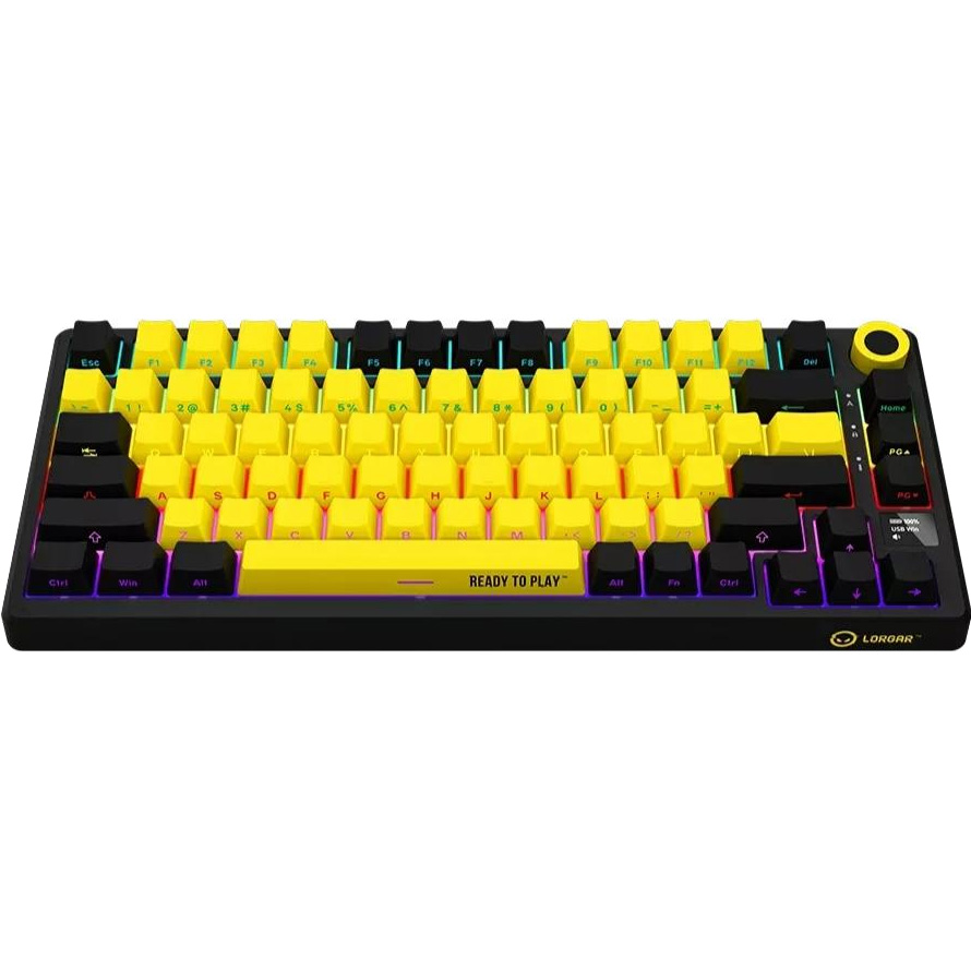 Клавіатура бездротова LORGAR KBP7075W Black/Yellow (LRG-KBP7075W-YL-US)