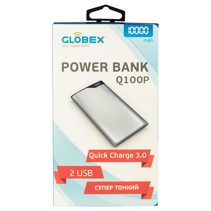 Повербанк GLOBEX Q100P 10000mAh Silver